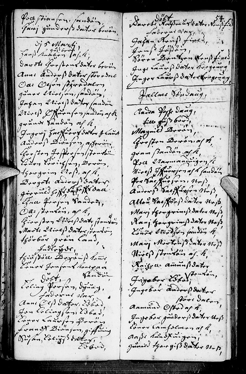 Dypvåg sokneprestkontor, AV/SAK-1111-0007/F/Fb/Fba/L0001: Parish register (copy) no. B 1, 1699-1706, p. 54