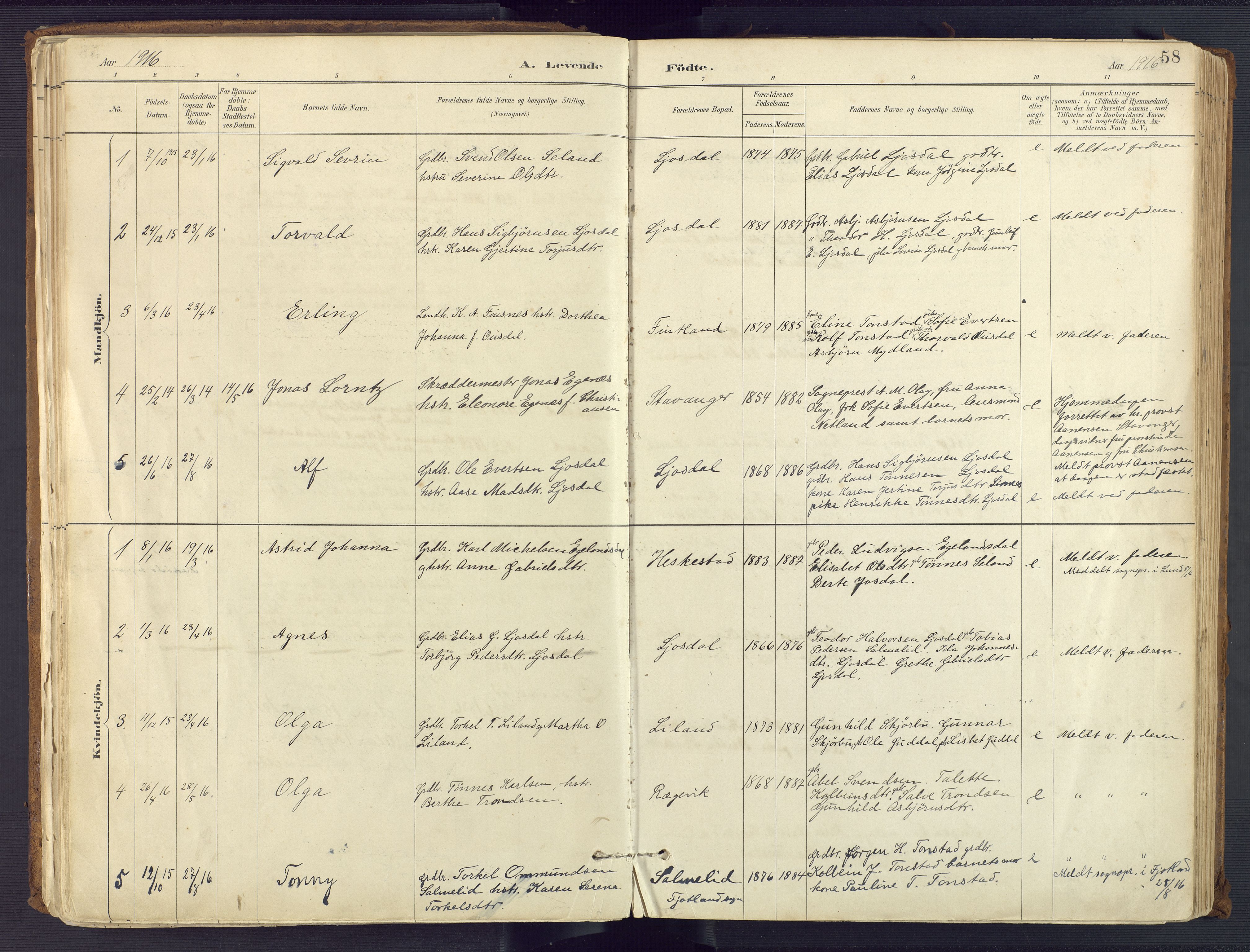 Sirdal sokneprestkontor, AV/SAK-1111-0036/F/Fa/Fab/L0004: Parish register (official) no. A 4, 1887-1919, p. 58