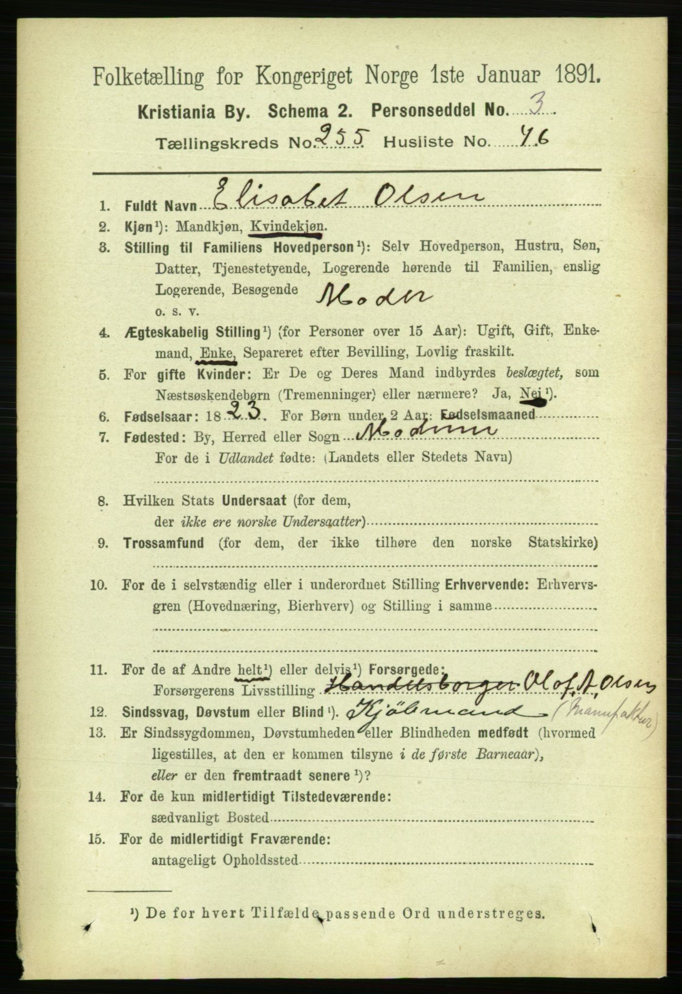 RA, 1891 census for 0301 Kristiania, 1891, p. 155505