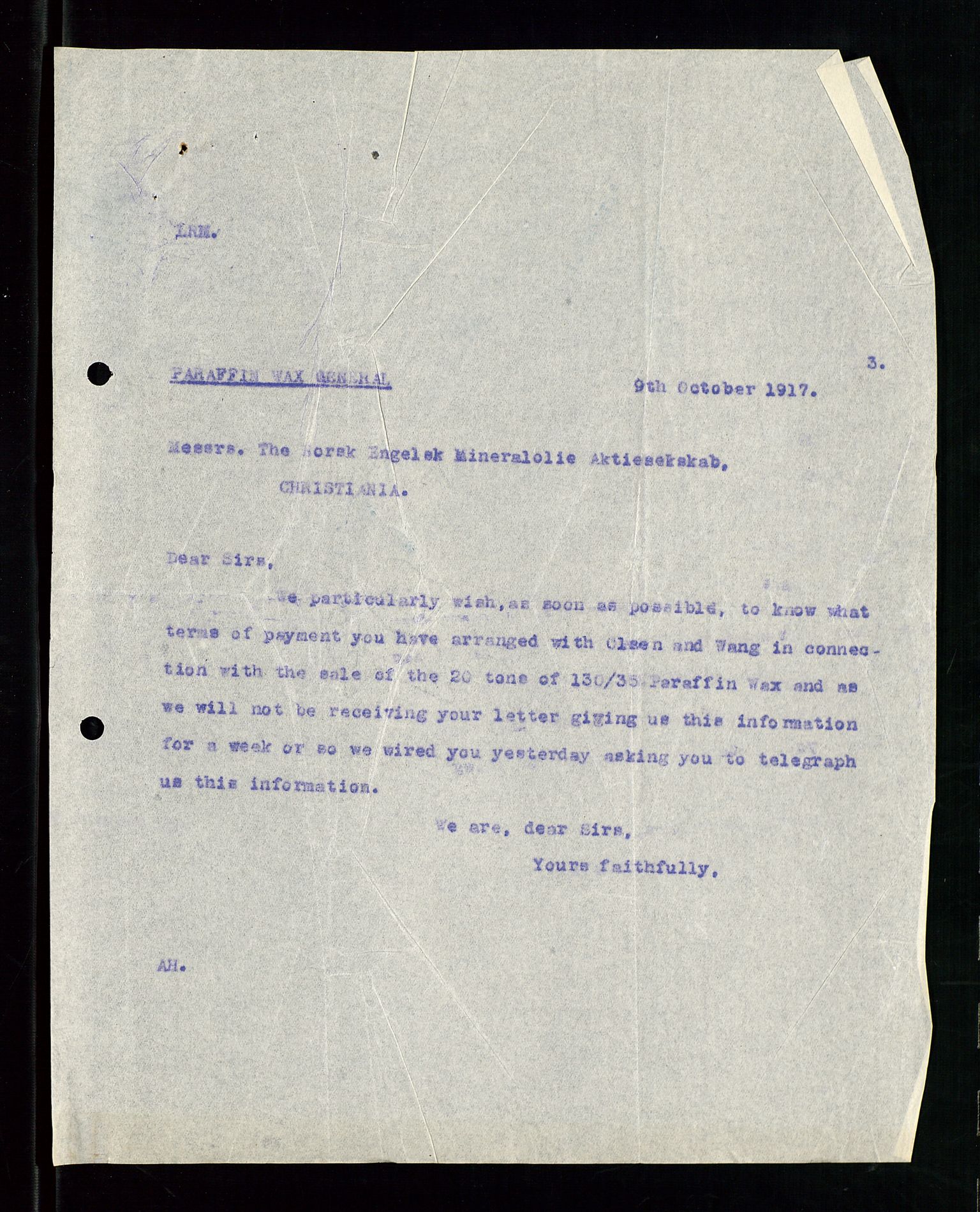 Pa 1521 - A/S Norske Shell, AV/SAST-A-101915/E/Ea/Eaa/L0001: Sjefskorrespondanse, 1917, p. 560