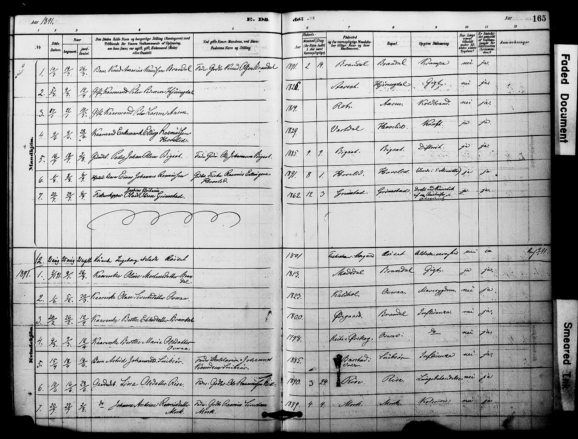 Ministerialprotokoller, klokkerbøker og fødselsregistre - Møre og Romsdal, SAT/A-1454/510/L0122: Parish register (official) no. 510A02, 1878-1897, p. 165