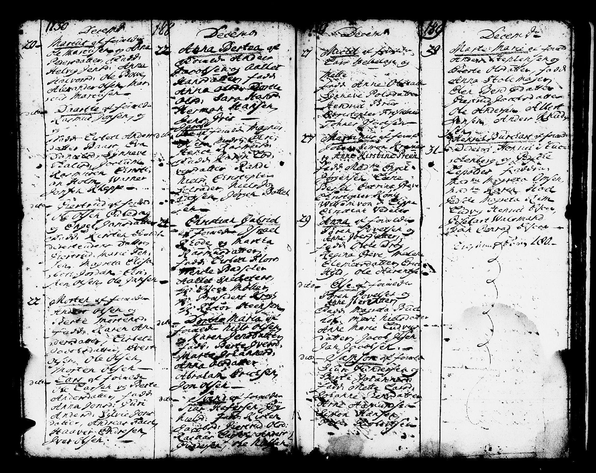 Domkirken sokneprestembete, AV/SAB-A-74801/H/Haa/L0001: Parish register (official) no. A 1, 1719-1732, p. 188-189