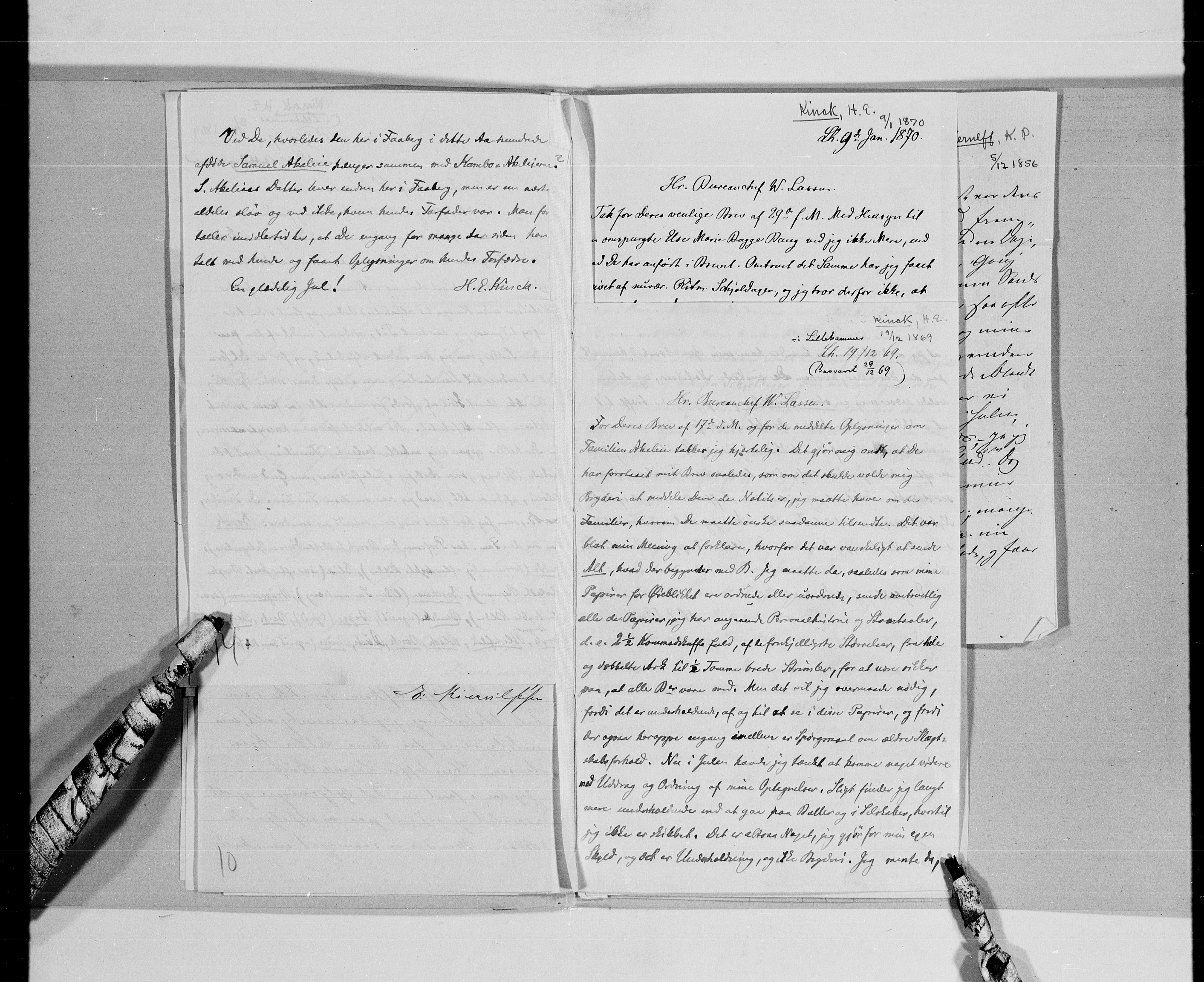 Lassens samlinger, AV/RA-PA-0051/G/L0099: Alfabetisk ordnede brev til Wilhelm Lassen: Keyser - Nissen, 1815-1907, p. 19