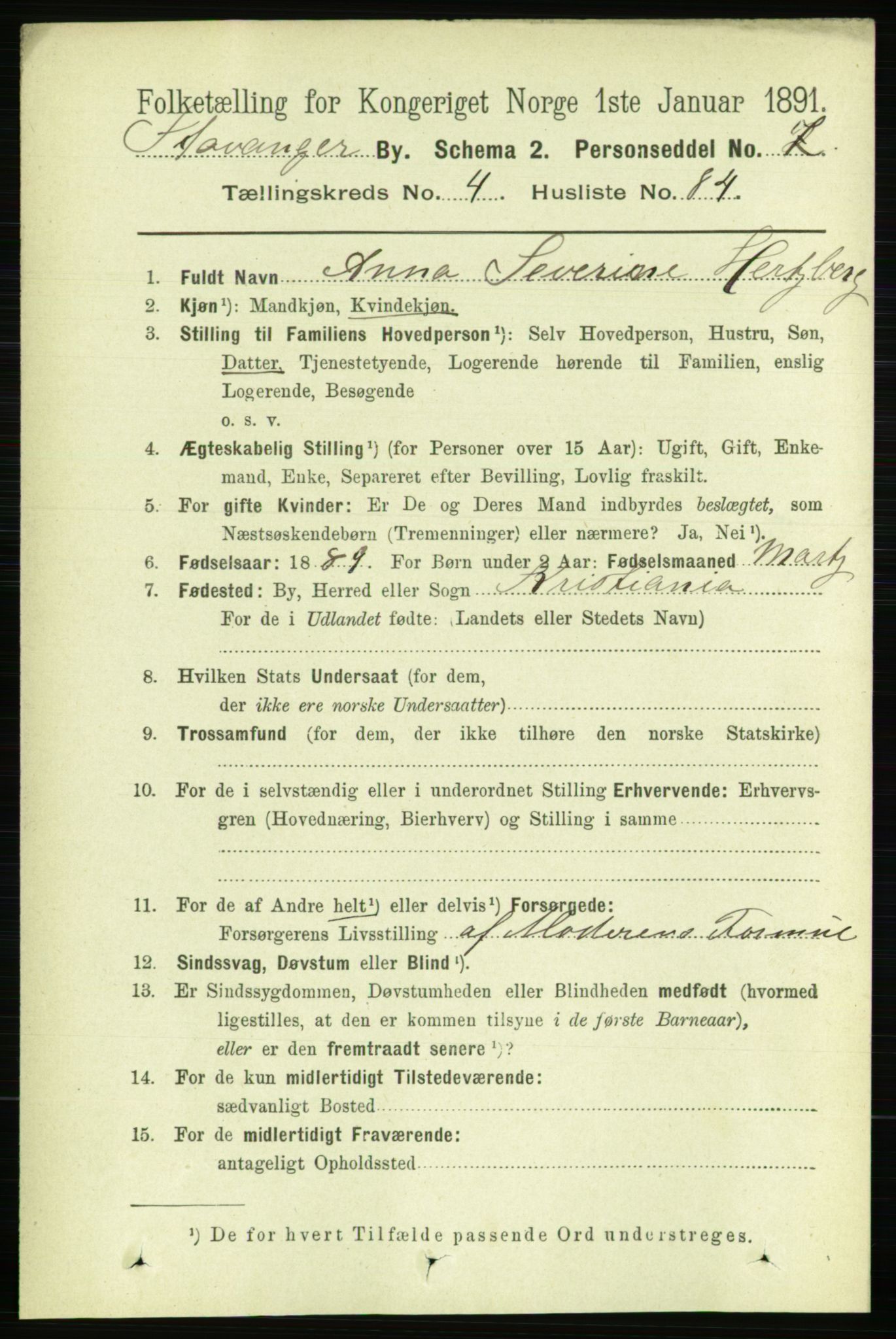 RA, 1891 census for 1103 Stavanger, 1891, p. 8566