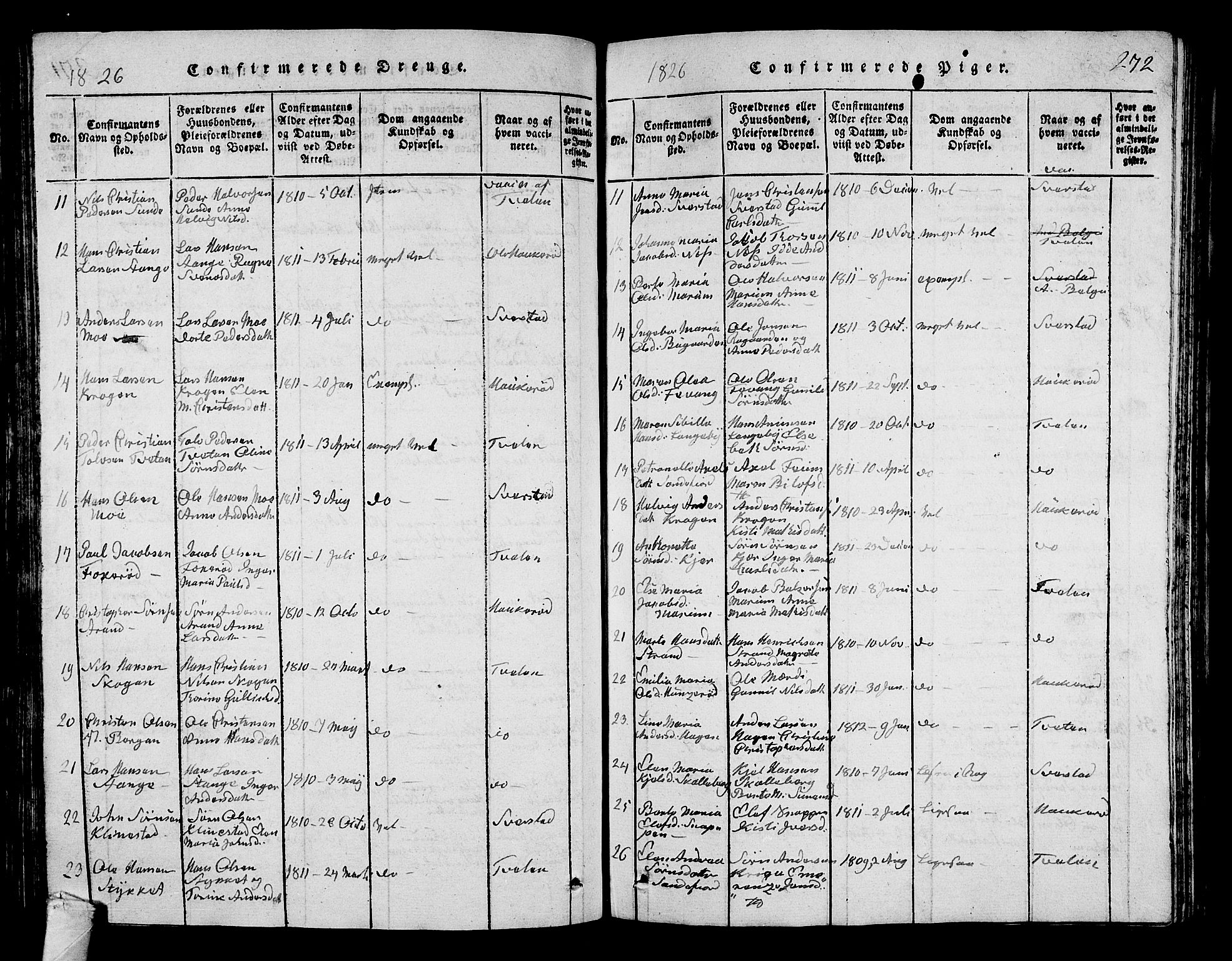 Sandar kirkebøker, SAKO/A-243/G/Ga/L0001: Parish register (copy) no. 1, 1814-1835, p. 272