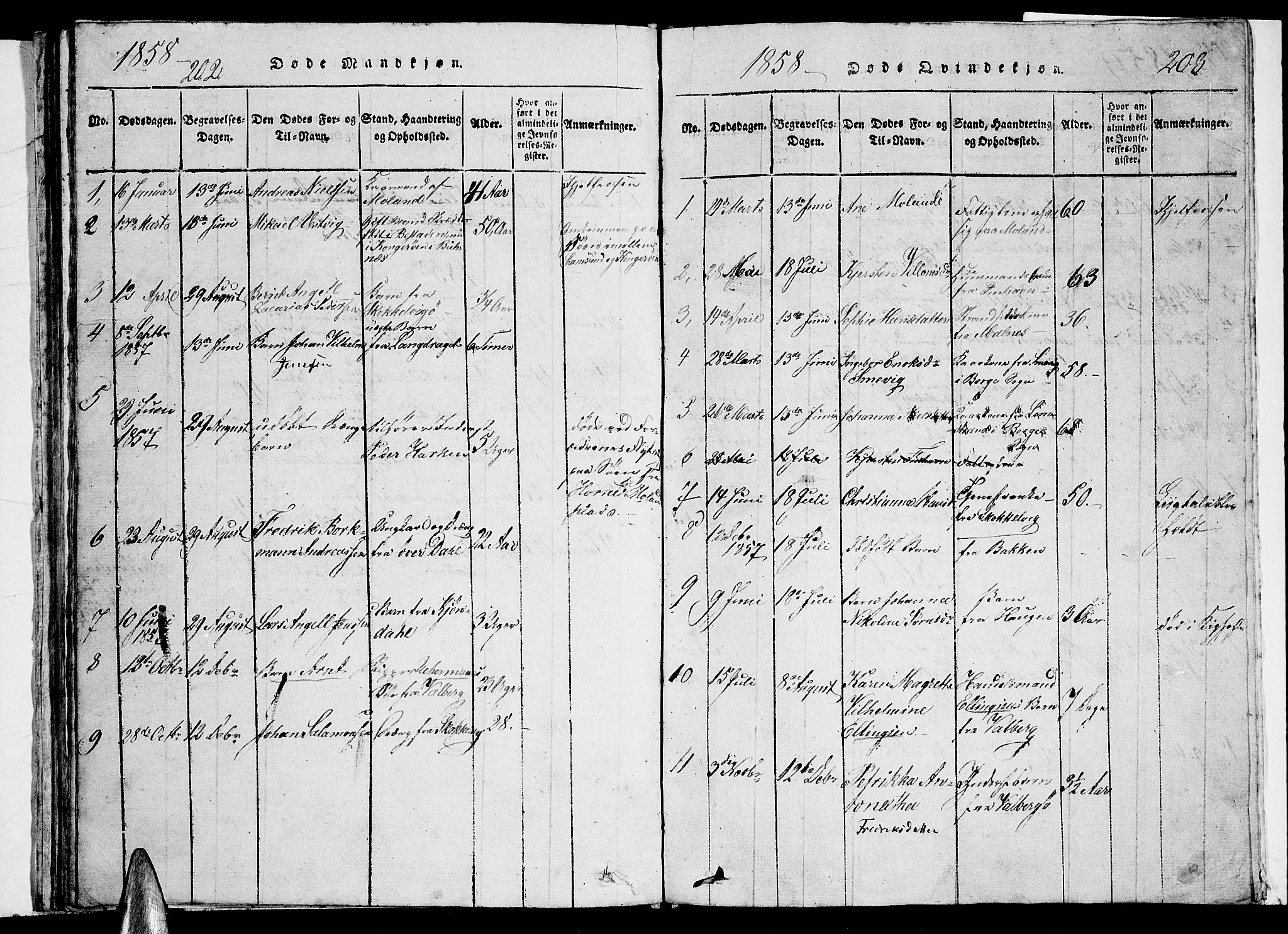 Ministerialprotokoller, klokkerbøker og fødselsregistre - Nordland, AV/SAT-A-1459/884/L1195: Parish register (copy) no. 884C01, 1837-1867, p. 202-203