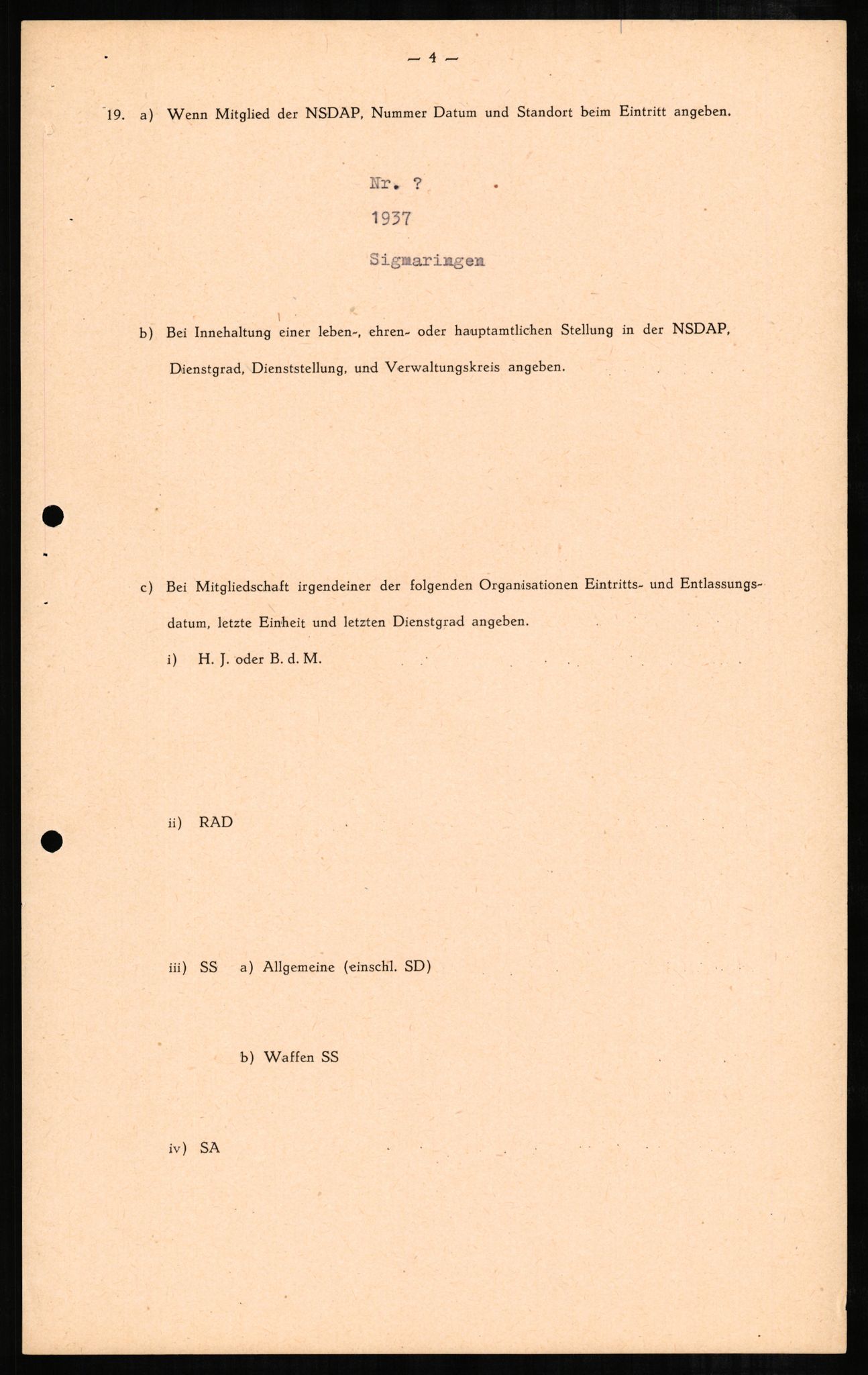 Forsvaret, Forsvarets overkommando II, AV/RA-RAFA-3915/D/Db/L0004: CI Questionaires. Tyske okkupasjonsstyrker i Norge. Tyskere., 1945-1946, p. 29