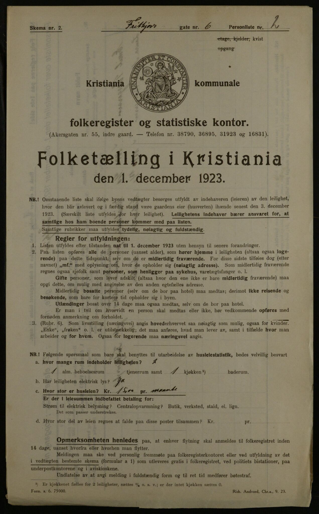 OBA, Municipal Census 1923 for Kristiania, 1923, p. 30154