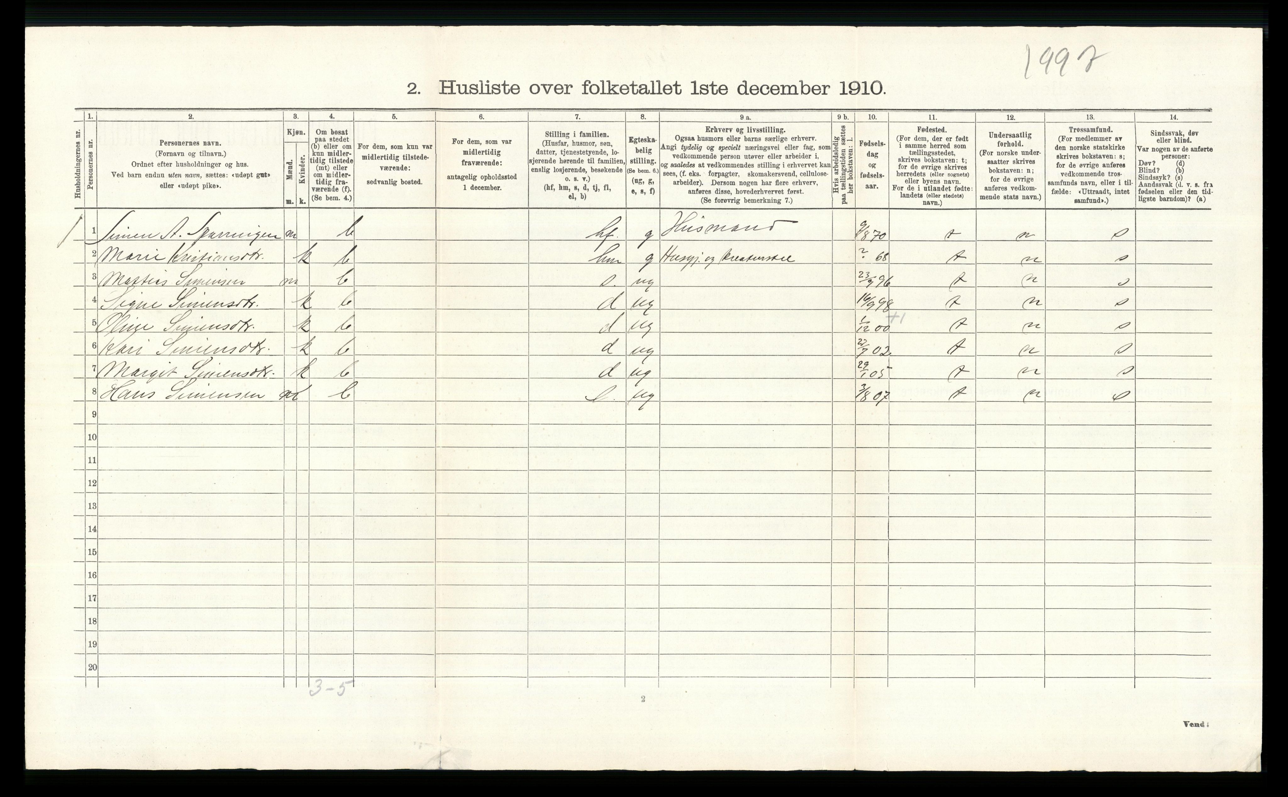 RA, 1910 census for Ringebu, 1910, p. 769