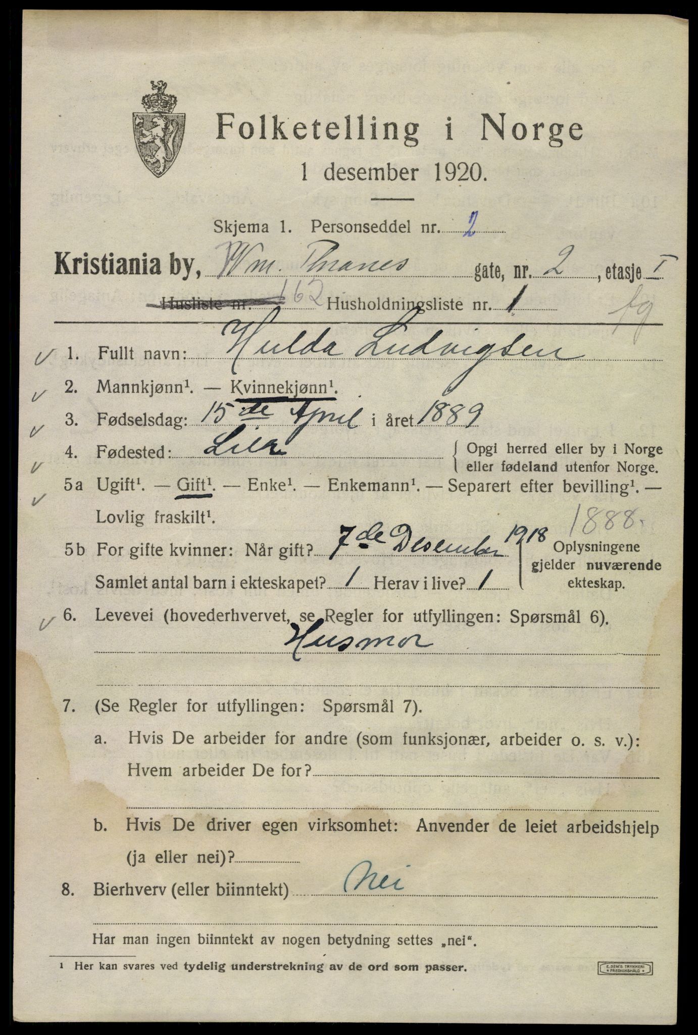 SAO, 1920 census for Kristiania, 1920, p. 644725