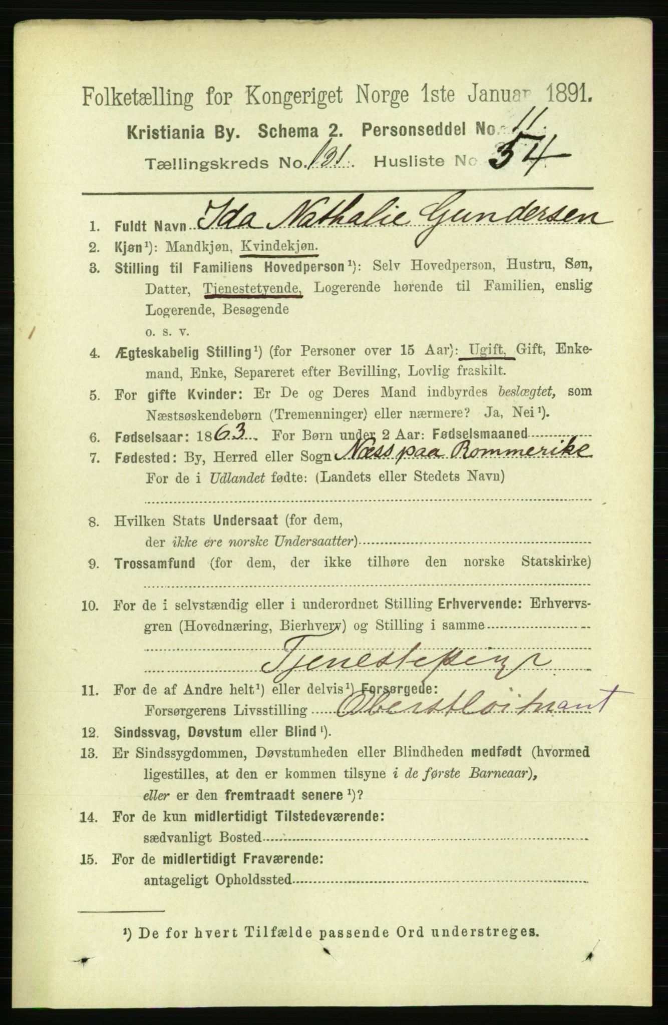 RA, 1891 census for 0301 Kristiania, 1891, p. 71407
