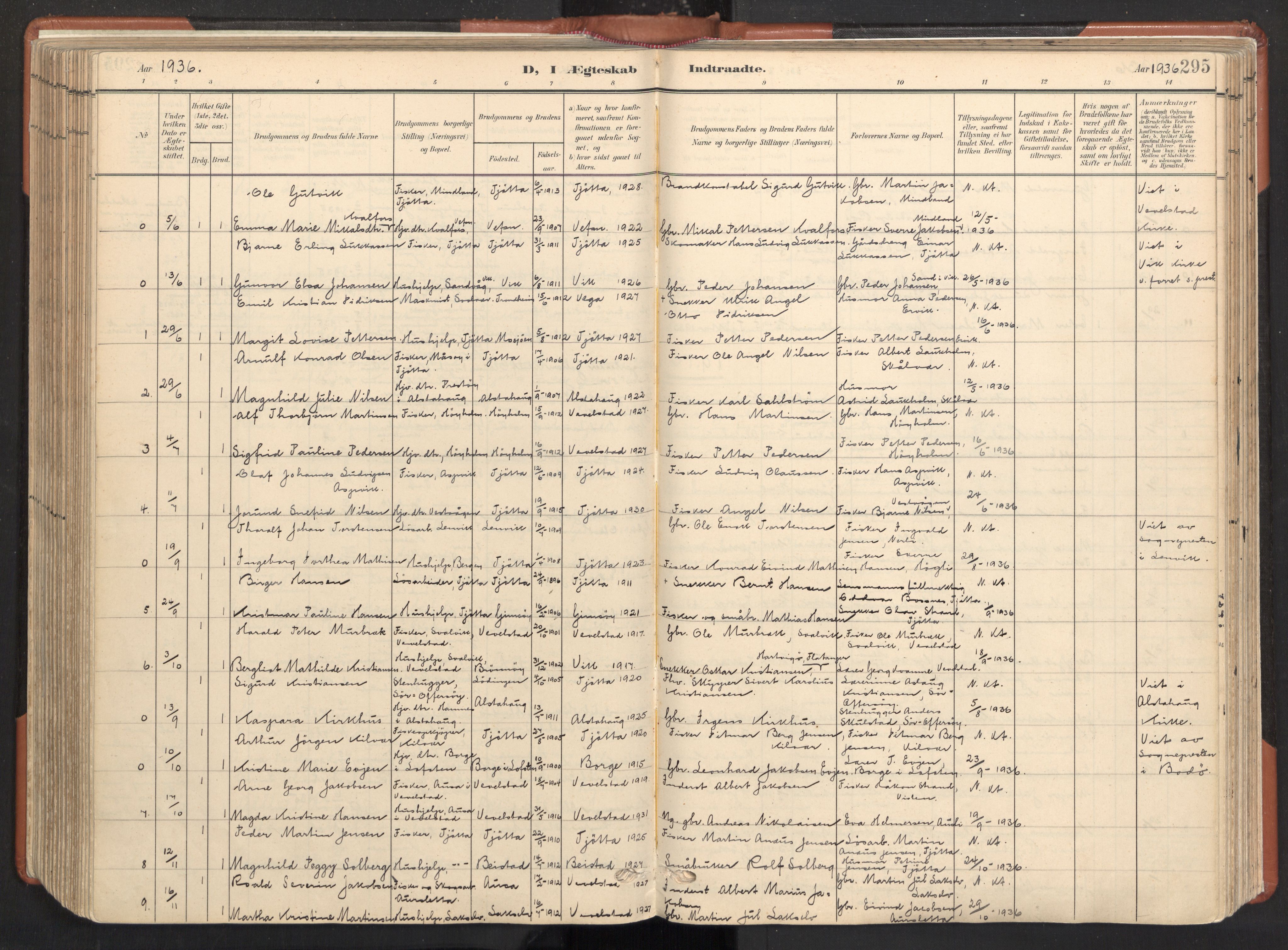 Ministerialprotokoller, klokkerbøker og fødselsregistre - Nordland, AV/SAT-A-1459/817/L0265: Parish register (official) no. 817A05, 1908-1944, p. 295