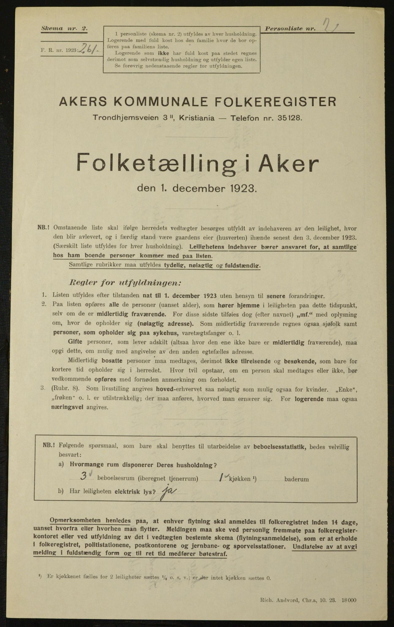 , Municipal Census 1923 for Aker, 1923, p. 23912