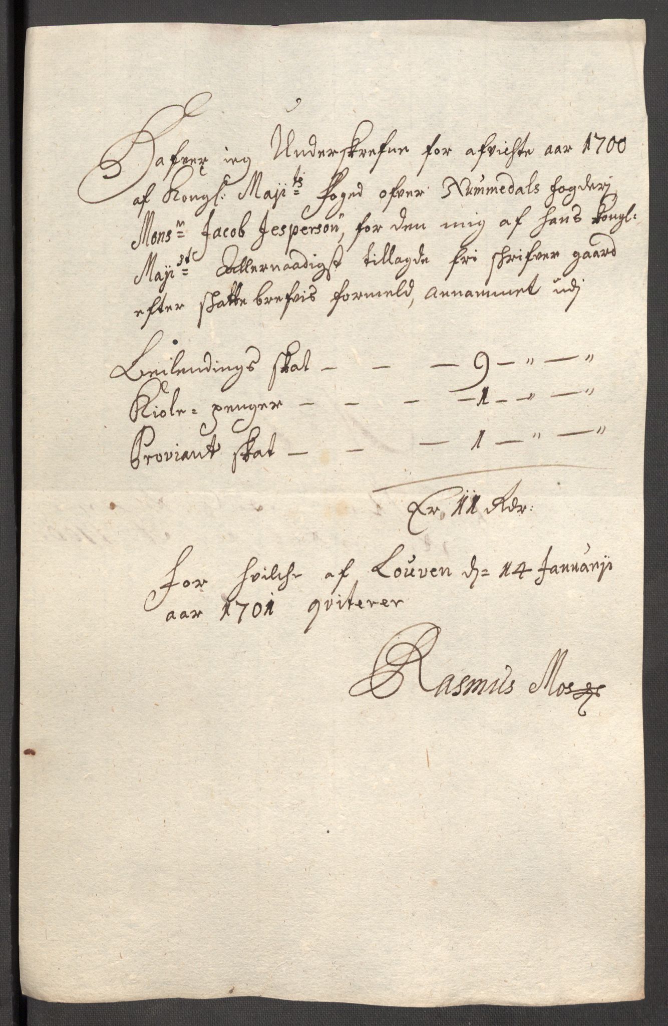 Rentekammeret inntil 1814, Reviderte regnskaper, Fogderegnskap, RA/EA-4092/R64/L4426: Fogderegnskap Namdal, 1699-1700, p. 290