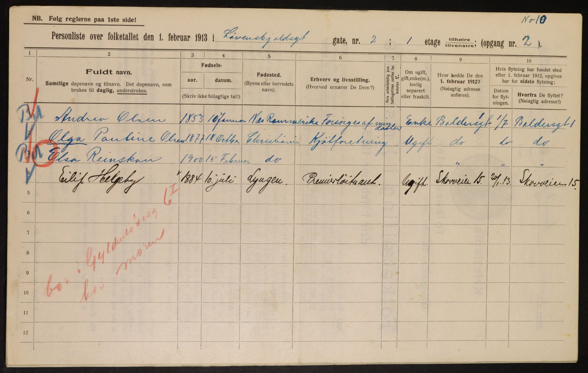 OBA, Municipal Census 1913 for Kristiania, 1913, p. 58600