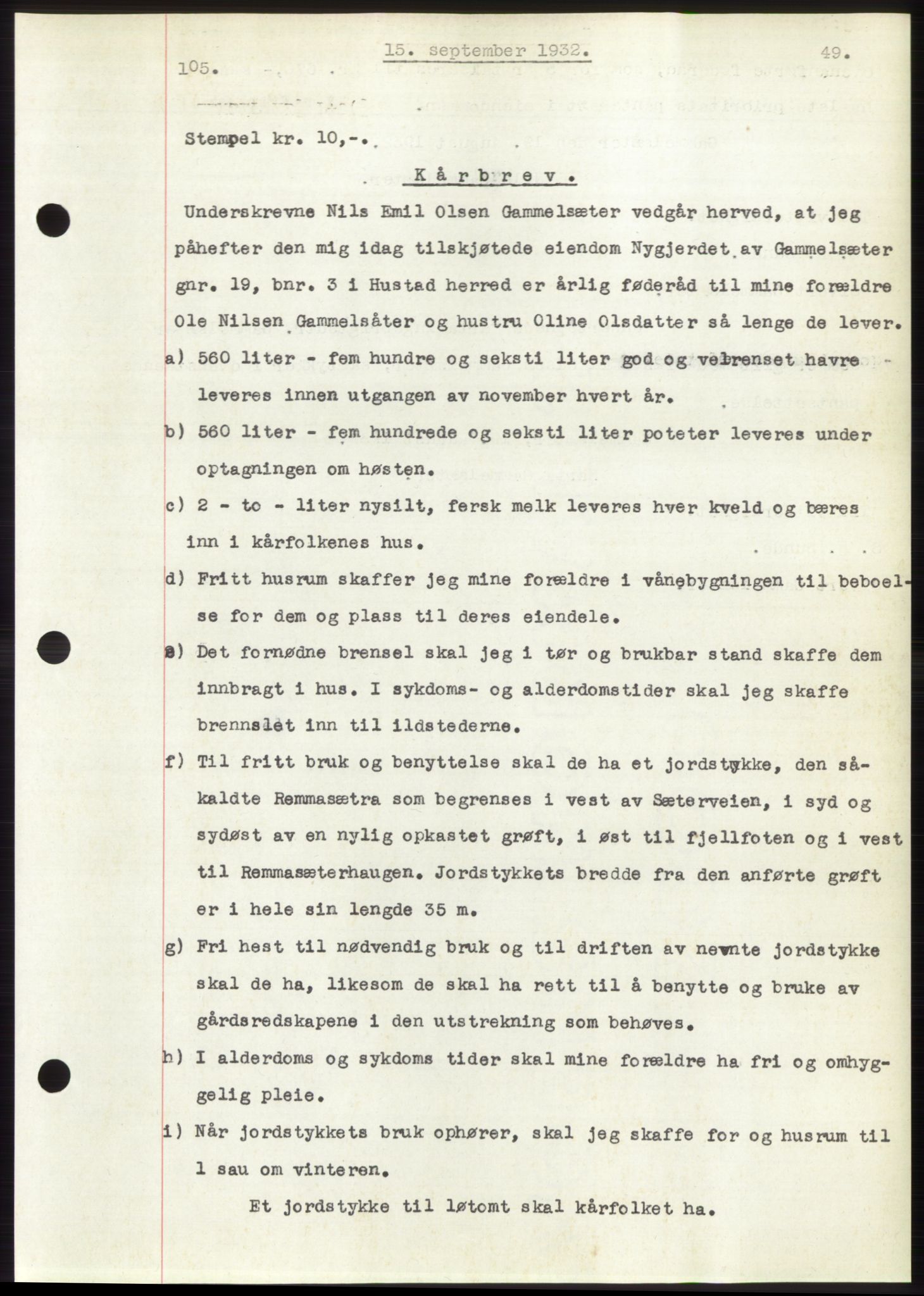 Romsdal sorenskriveri, AV/SAT-A-4149/1/2/2C/L0062: Mortgage book no. 56, 1932-1933, Deed date: 15.09.1932