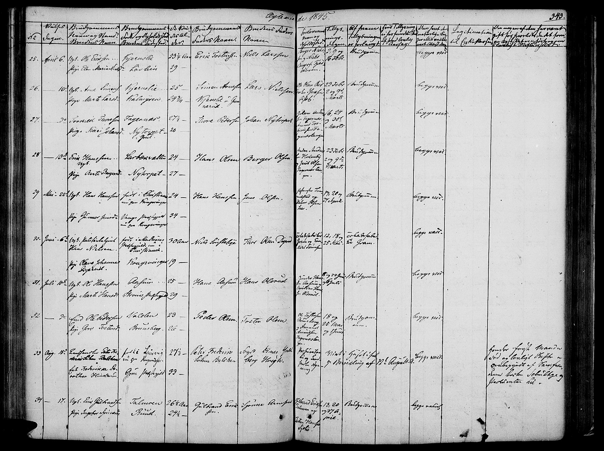Vinger prestekontor, SAH/PREST-024/H/Ha/Haa/L0008: Parish register (official) no. 8, 1839-1847, p. 343