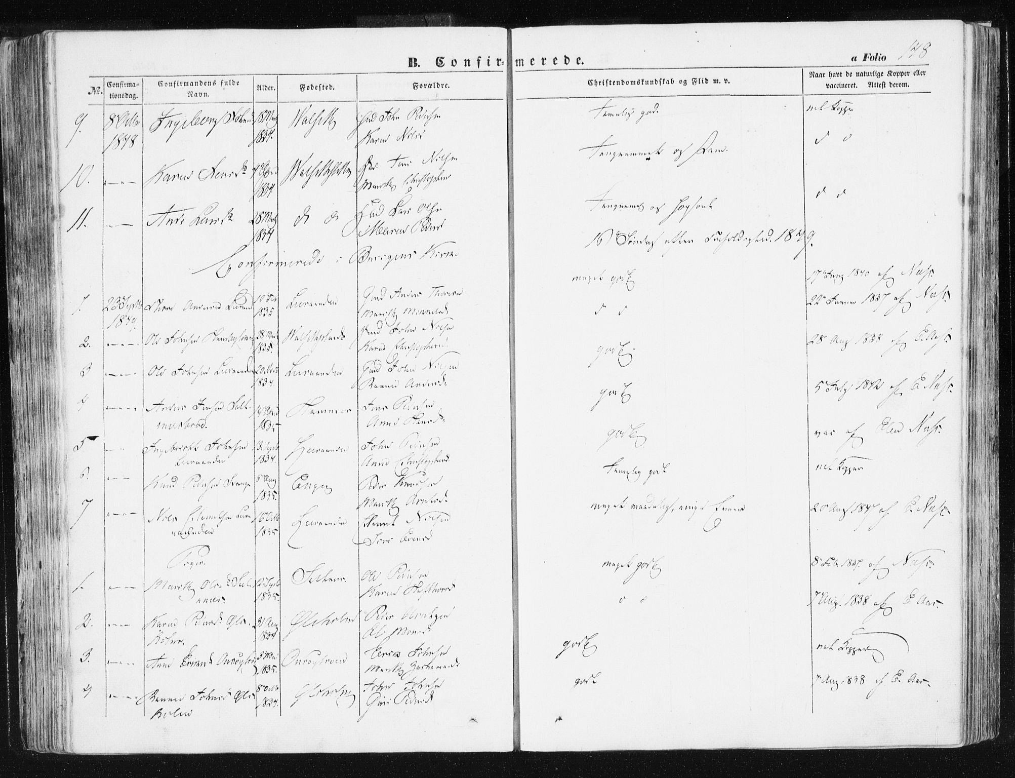 Ministerialprotokoller, klokkerbøker og fødselsregistre - Sør-Trøndelag, AV/SAT-A-1456/612/L0376: Parish register (official) no. 612A08, 1846-1859, p. 148