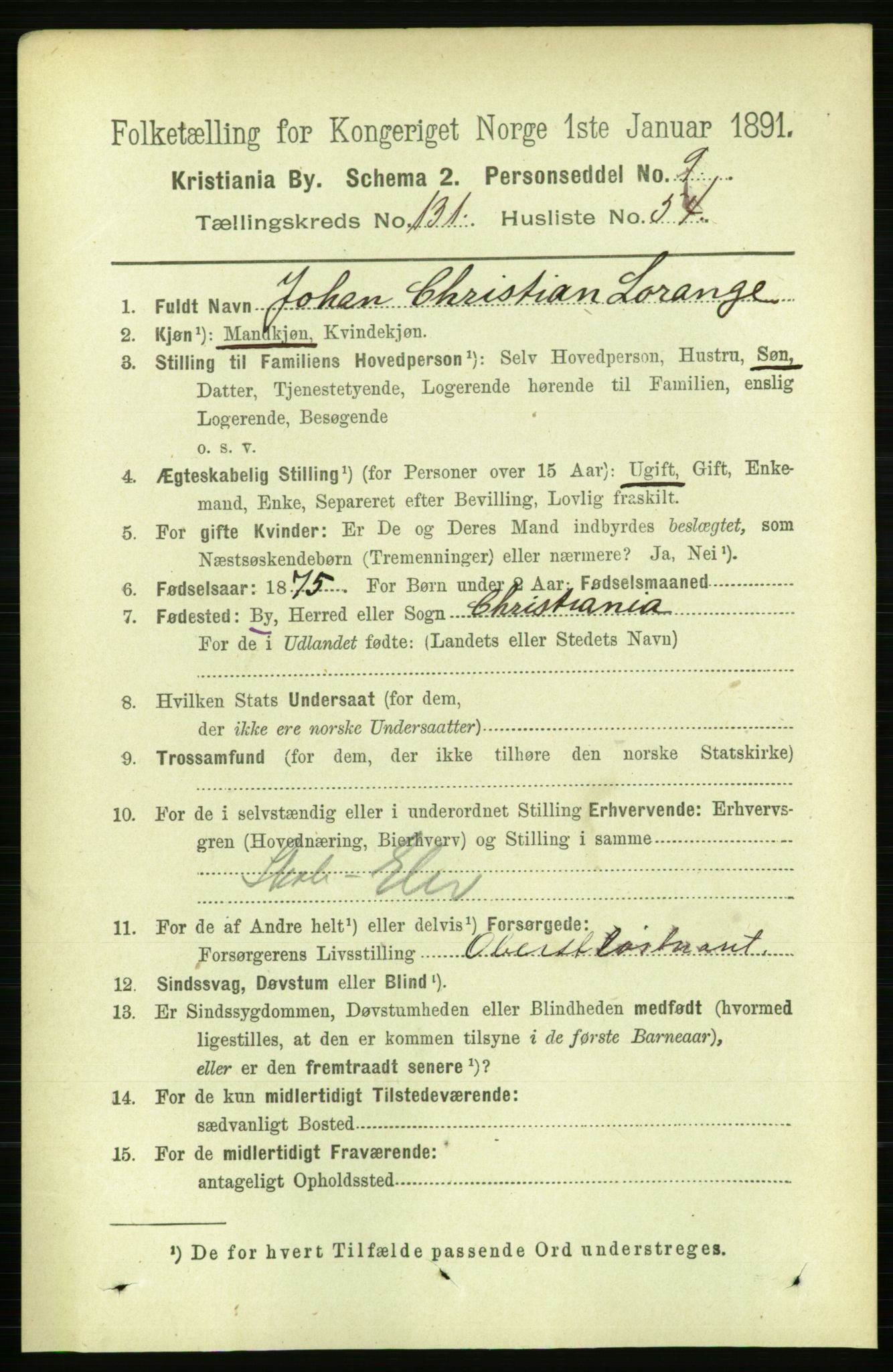RA, 1891 census for 0301 Kristiania, 1891, p. 71405
