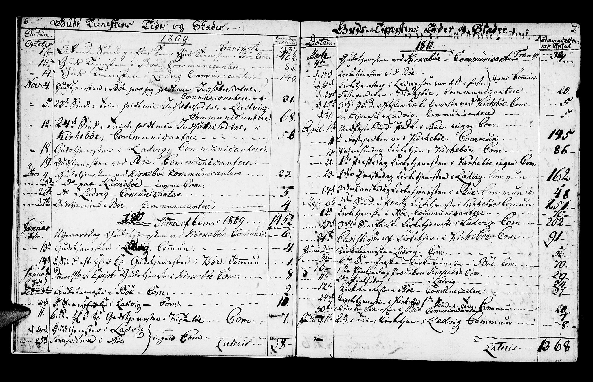 Lavik sokneprestembete, AV/SAB-A-80901: Parish register (official) no. A 1, 1809-1822, p. 6-7