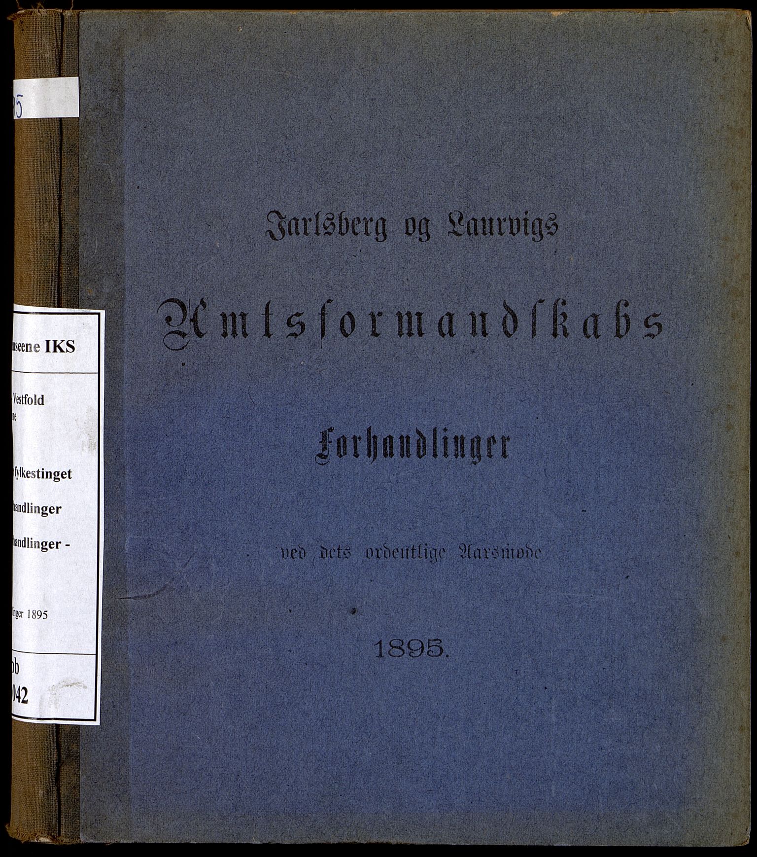 Vestfold fylkeskommune. Fylkestinget, VEMU/A-1315/A/Ab/Abb/L0042: Fylkestingsforhandlinger, 1895