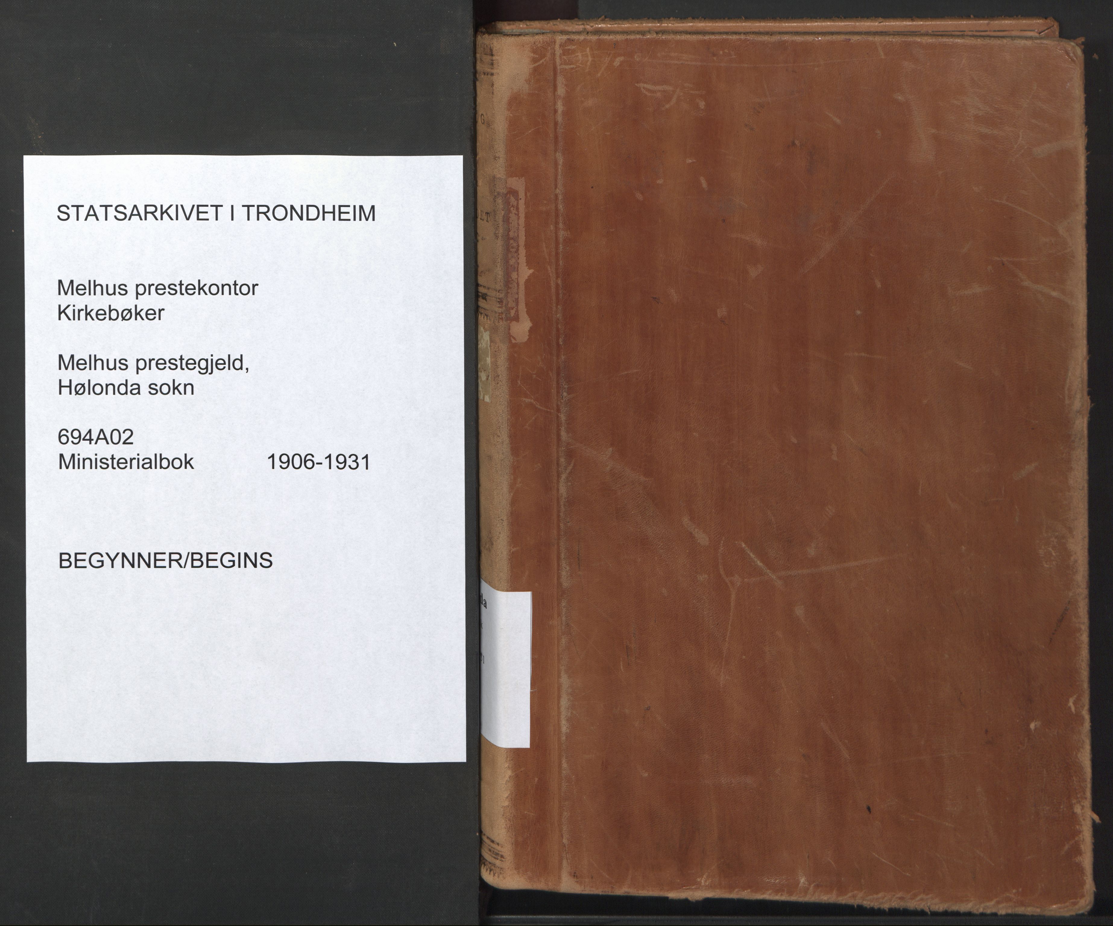 Ministerialprotokoller, klokkerbøker og fødselsregistre - Sør-Trøndelag, SAT/A-1456/694/L1128: Parish register (official) no. 694A02, 1906-1931