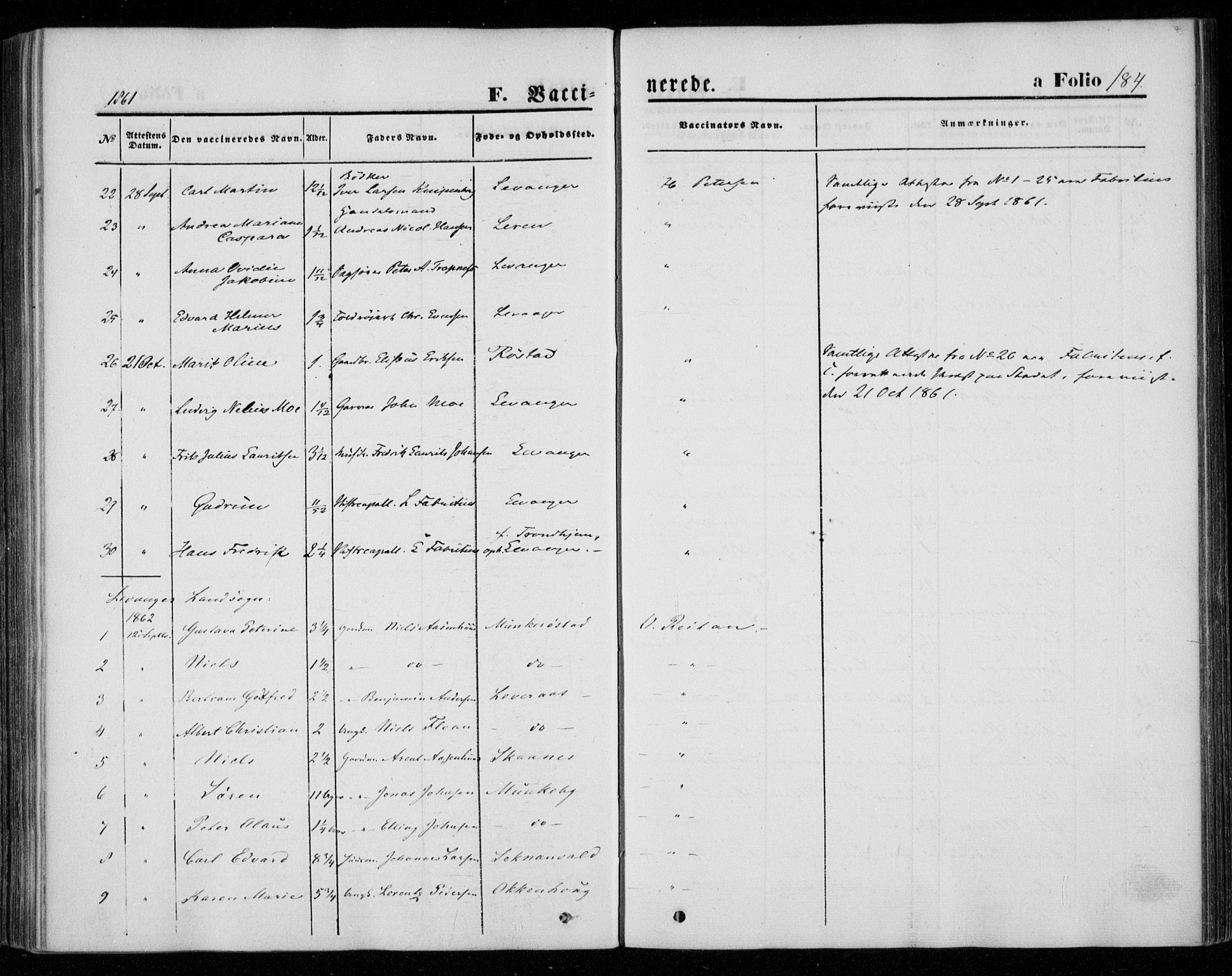 Ministerialprotokoller, klokkerbøker og fødselsregistre - Nord-Trøndelag, AV/SAT-A-1458/720/L0184: Parish register (official) no. 720A02 /1, 1855-1863, p. 184