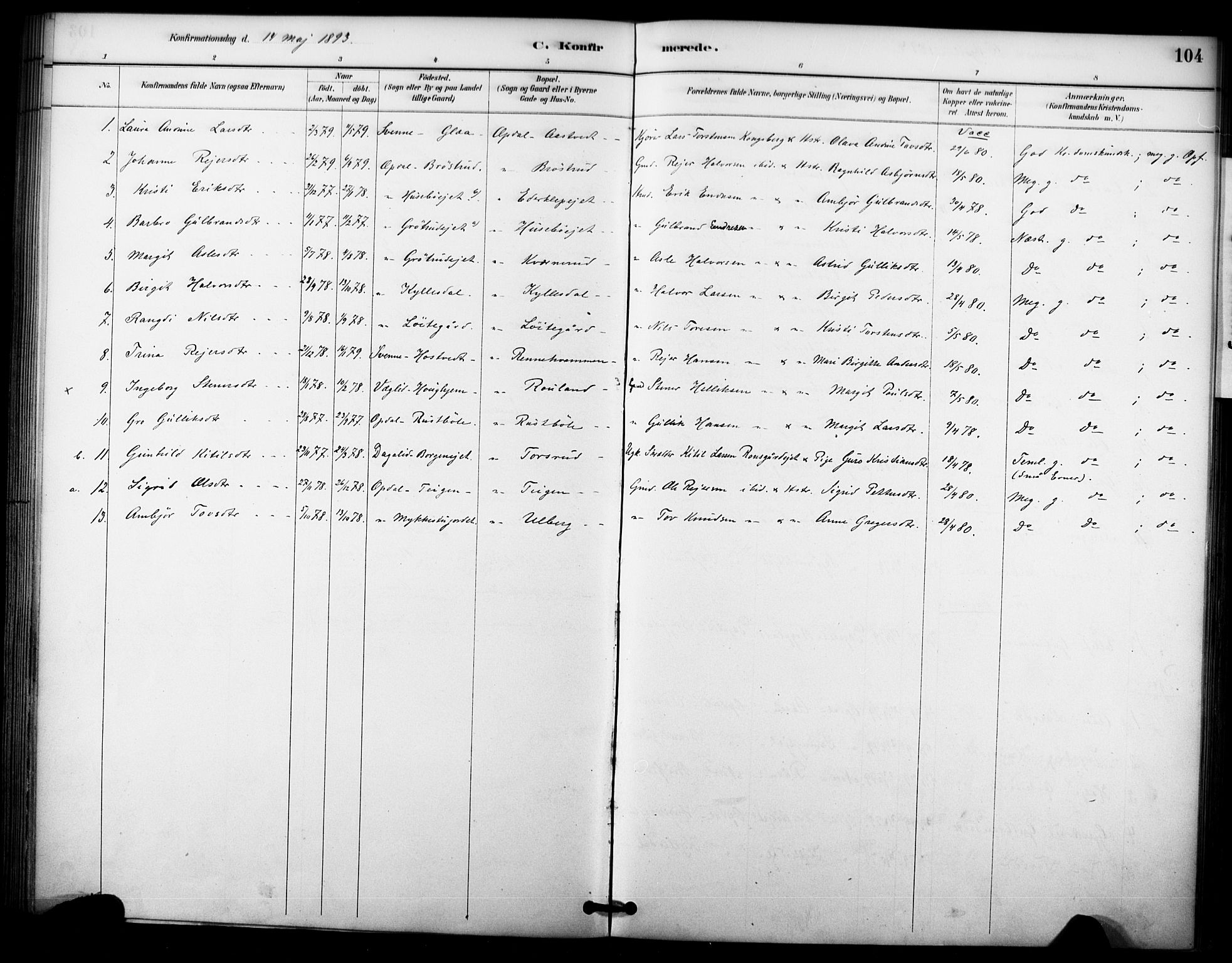 Nore kirkebøker, SAKO/A-238/F/Fc/L0004: Parish register (official) no. III 4, 1885-1898, p. 104