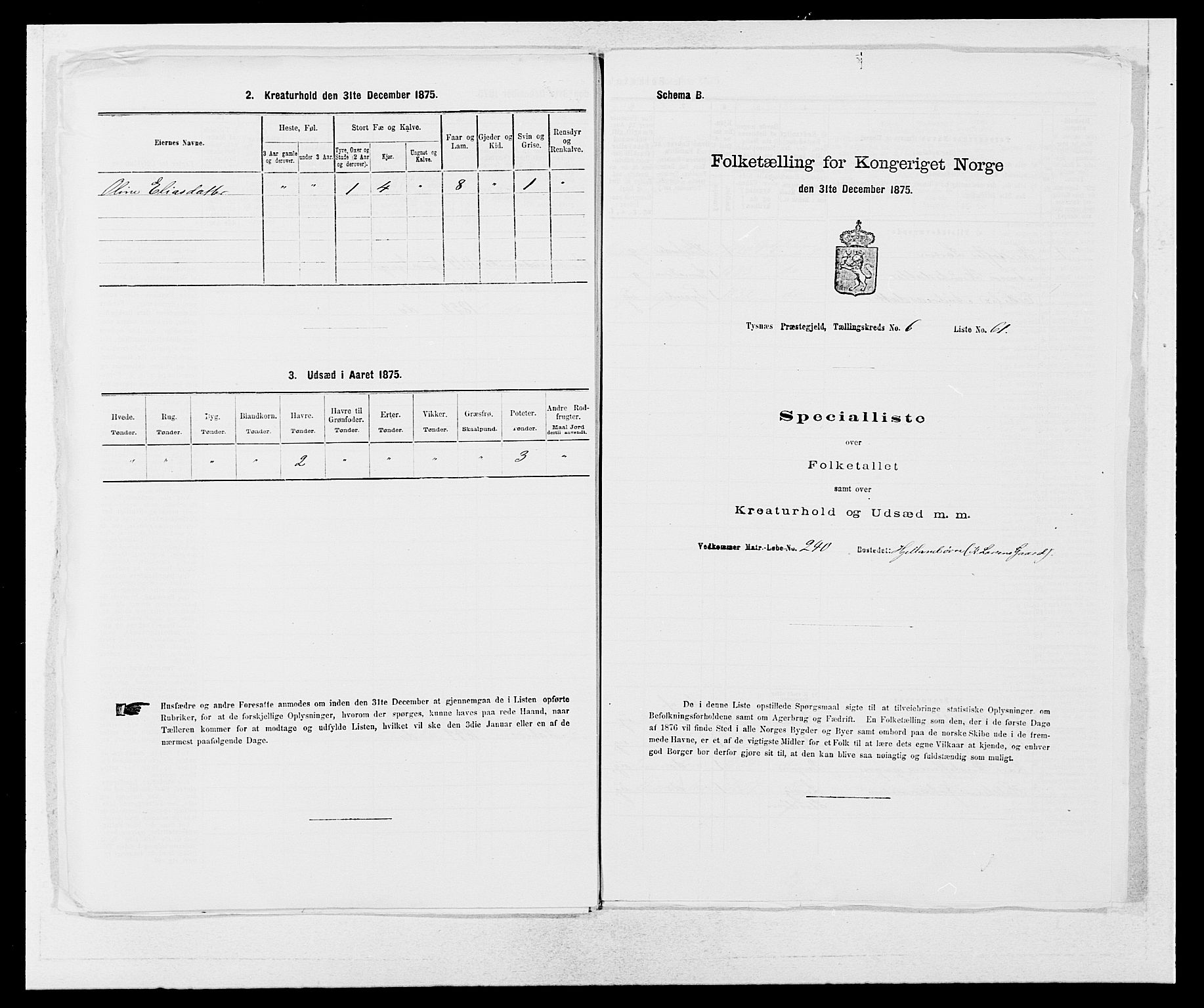 SAB, 1875 census for 1223P Tysnes, 1875, p. 766