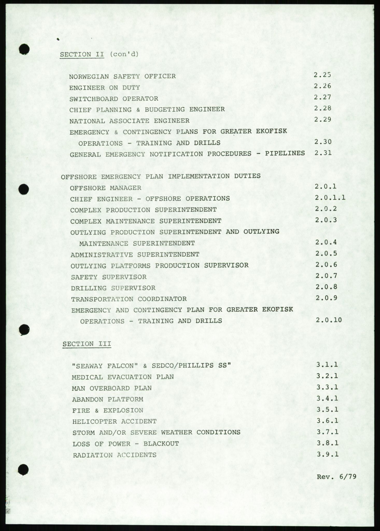 Justisdepartementet, Granskningskommisjonen ved Alexander Kielland-ulykken 27.3.1980, AV/RA-S-1165/D/L0016: O Beredskapsplaner (Doku.liste + O1-O3 av 3), 1980-1981, p. 7