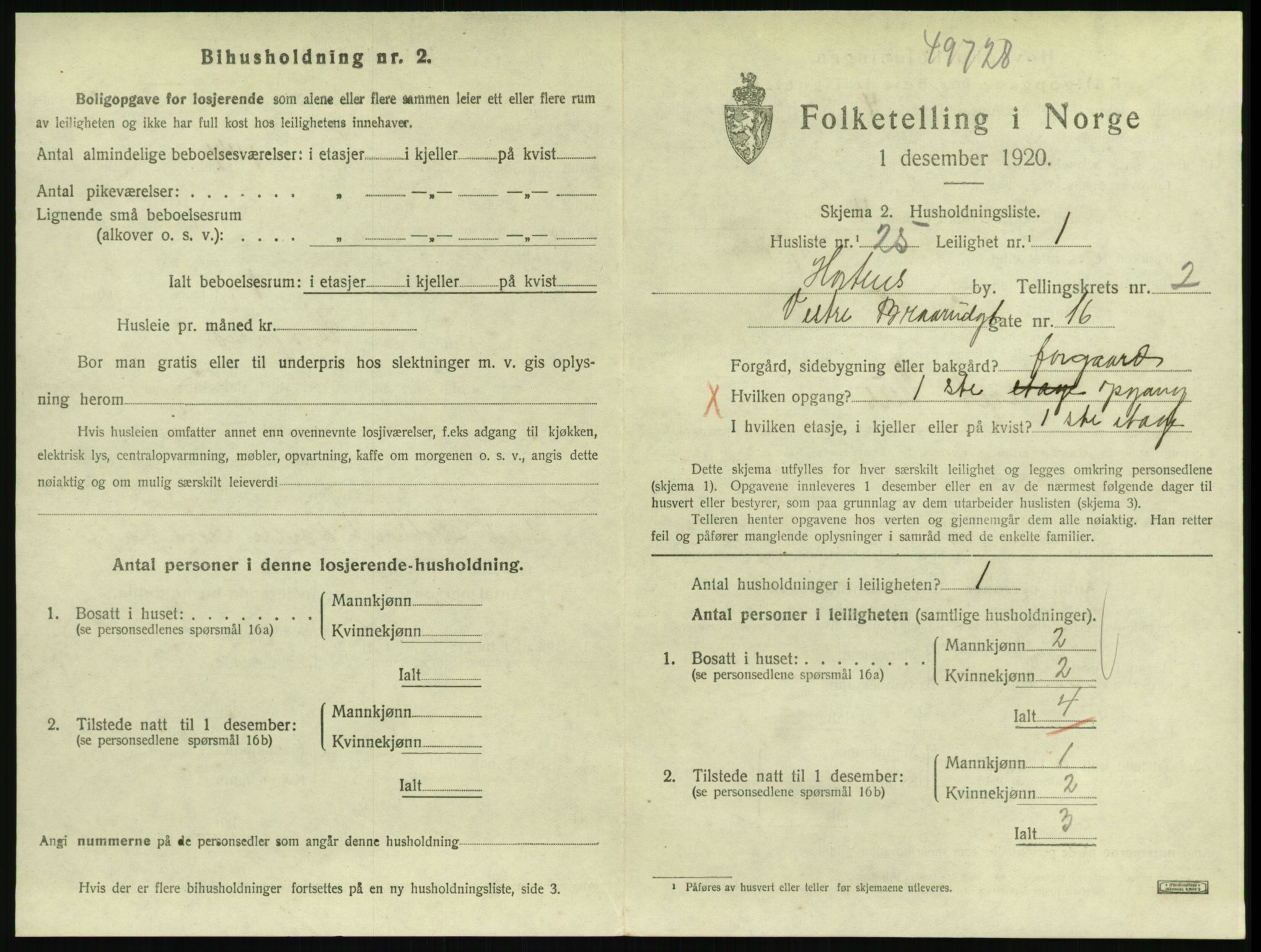 SAKO, 1920 census for Horten, 1920, p. 3383