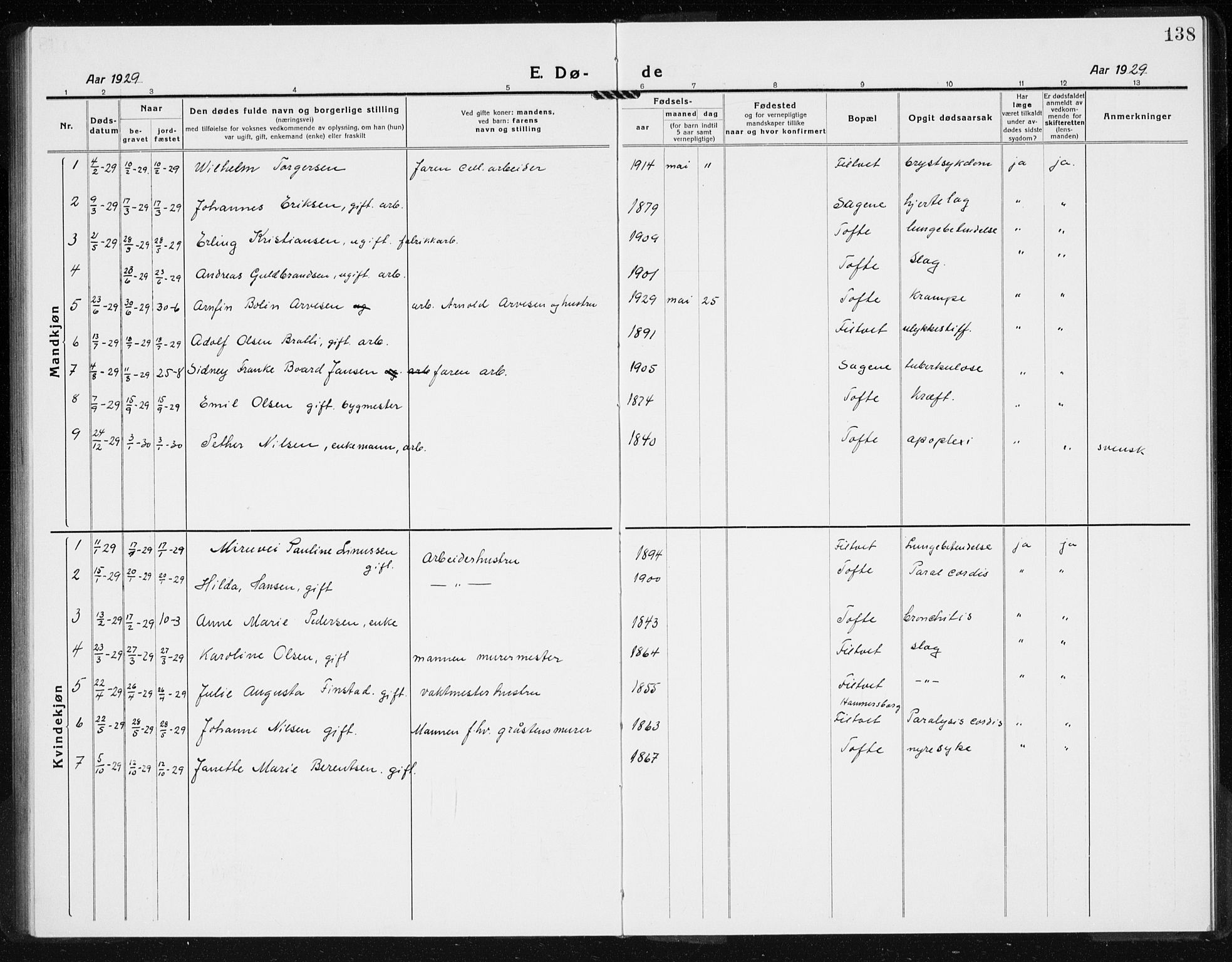 Hurum kirkebøker, SAKO/A-229/G/Gb/L0001: Parish register (copy) no. II 1, 1917-1934, p. 138