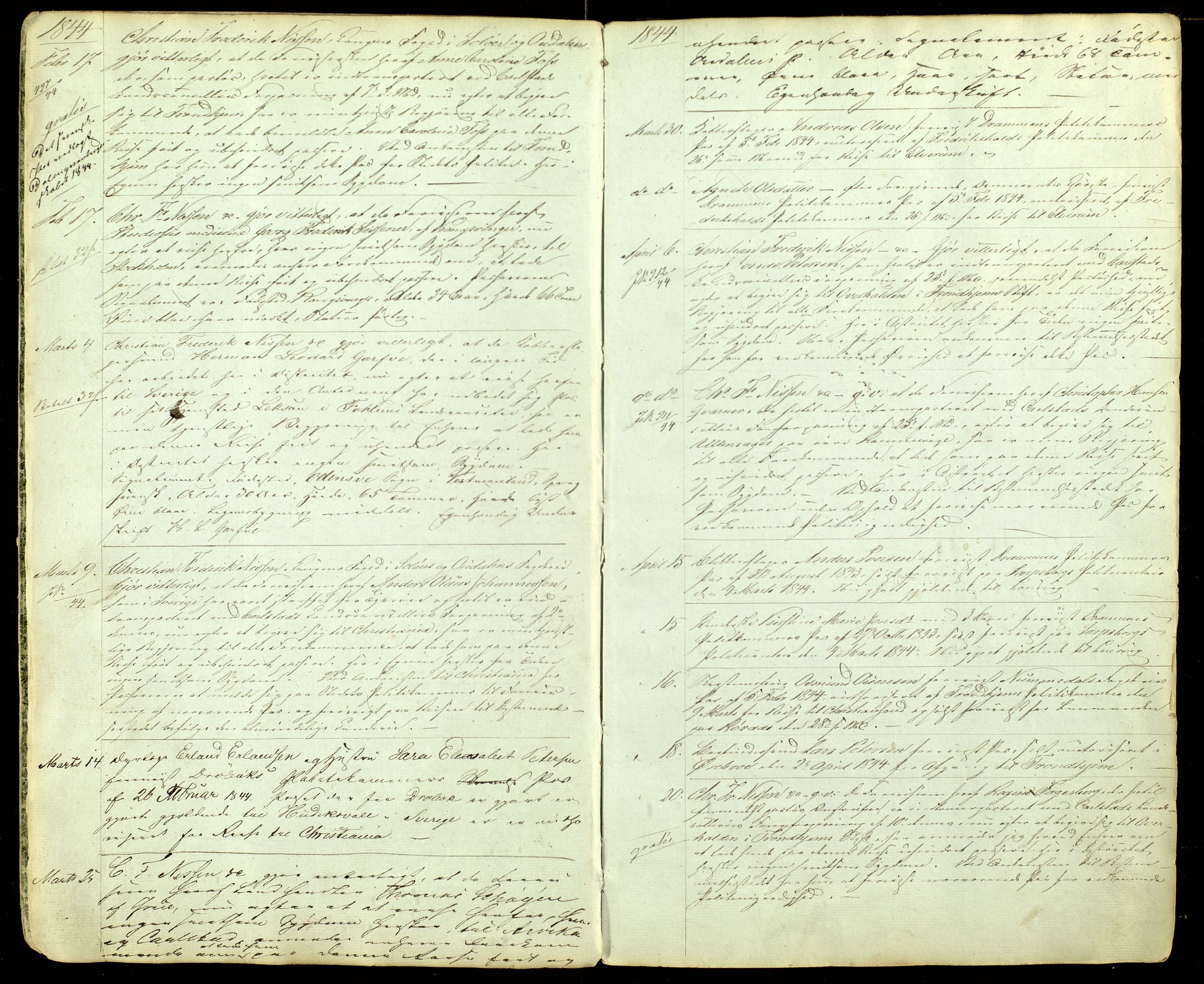 Solør fogderi, AV/SAH-FOGDH-004/L/La/L0001: Passprotokoll for reisende, 1843-1887
