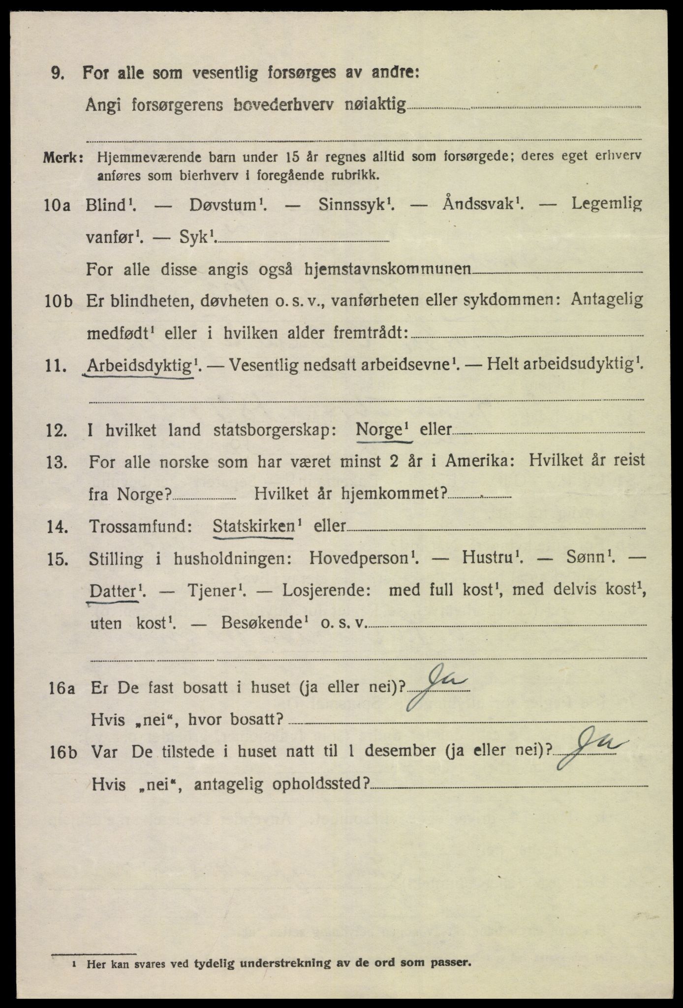 SAK, 1920 census for Lyngdal, 1920, p. 2334