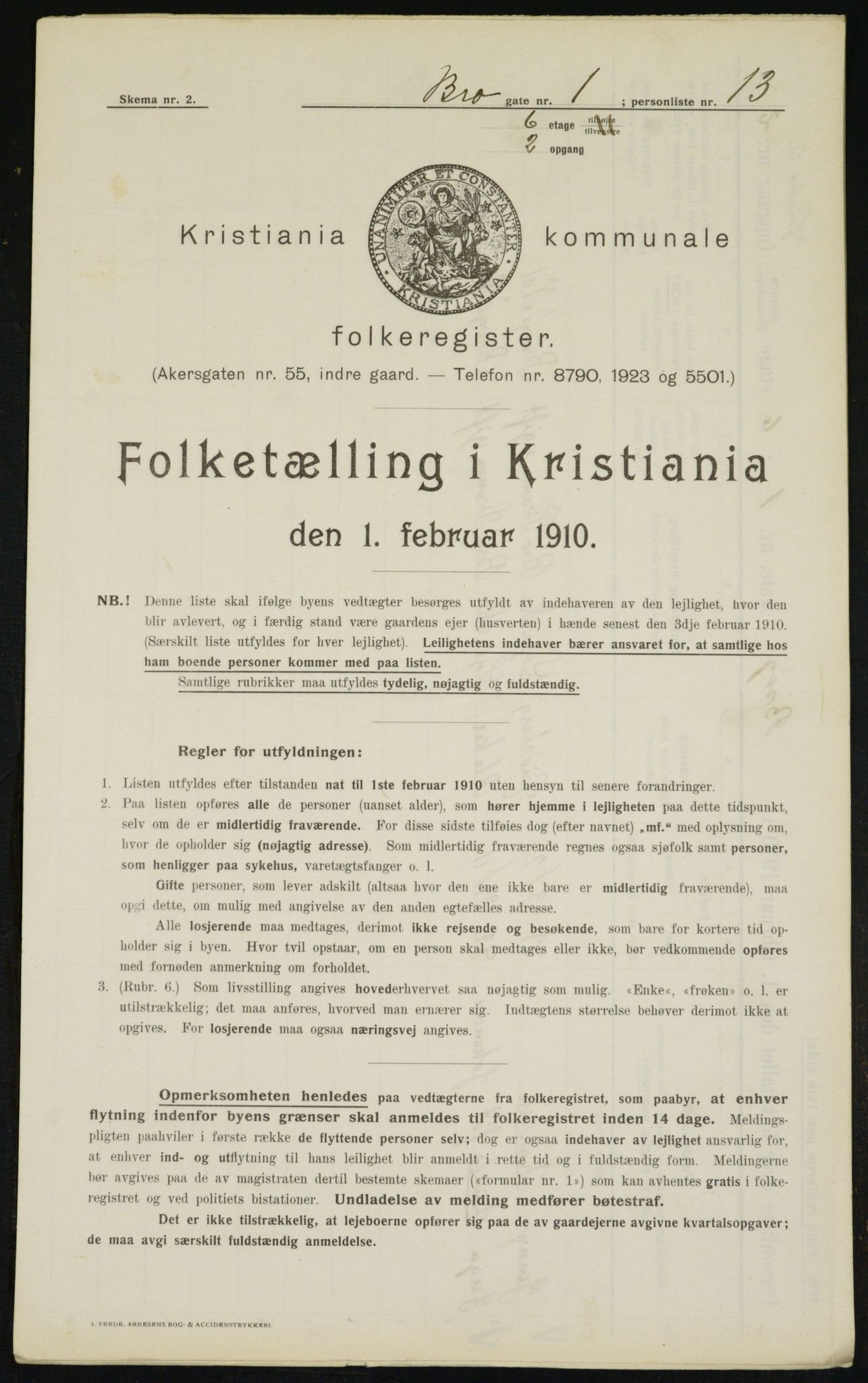 OBA, Municipal Census 1910 for Kristiania, 1910, p. 9288