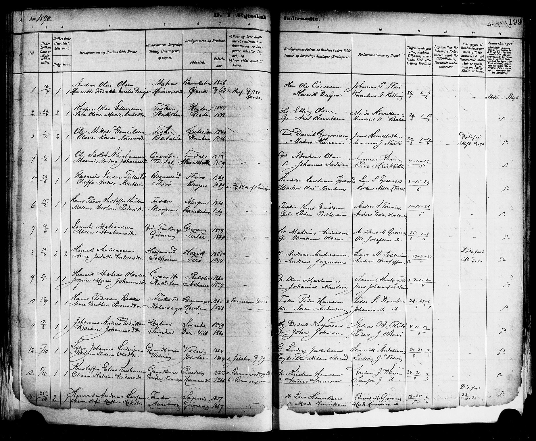 Kinn sokneprestembete, AV/SAB-A-80801/H/Hab/Haba/L0002: Parish register (copy) no. A 2, 1882-1906, p. 199