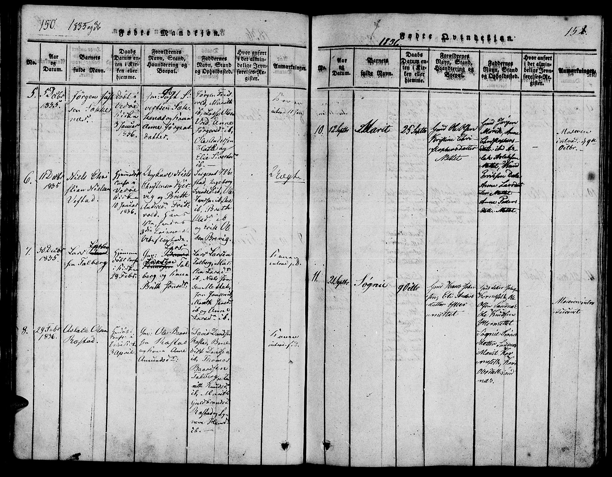 Ministerialprotokoller, klokkerbøker og fødselsregistre - Møre og Romsdal, AV/SAT-A-1454/547/L0602: Parish register (official) no. 547A04, 1818-1845, p. 150-151