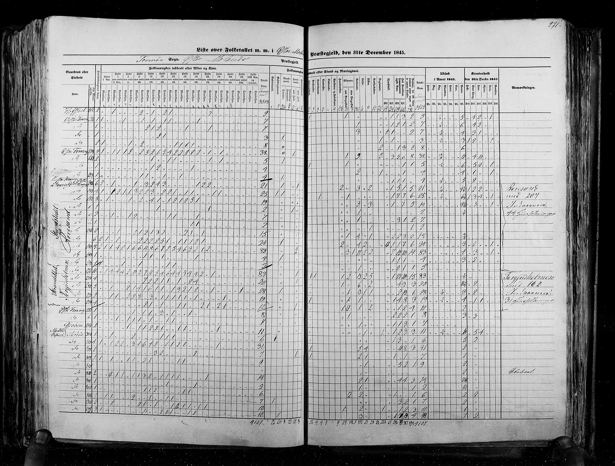 RA, Census 1845, vol. 5: Bratsberg amt og Nedenes og Råbyggelaget amt, 1845, p. 271