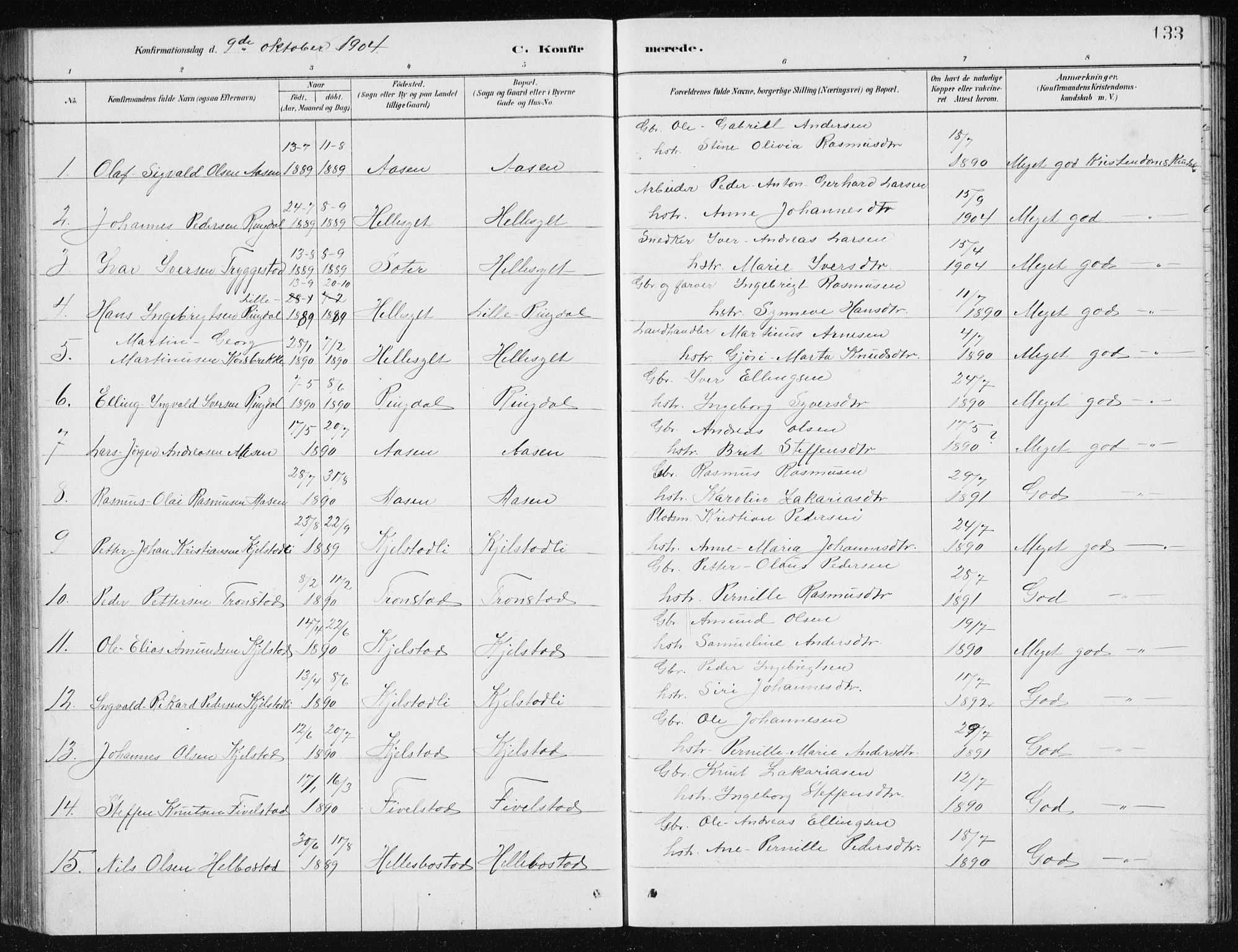 Ministerialprotokoller, klokkerbøker og fødselsregistre - Møre og Romsdal, SAT/A-1454/517/L0230: Parish register (copy) no. 517C03, 1879-1912, p. 133