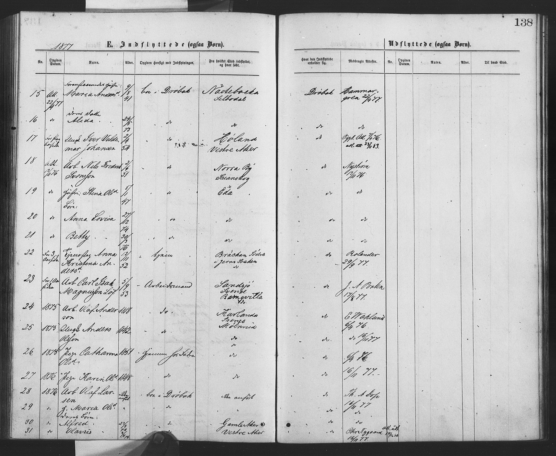 Drøbak prestekontor Kirkebøker, SAO/A-10142a/F/Fa/L0003: Parish register (official) no. I 3, 1871-1877, p. 138