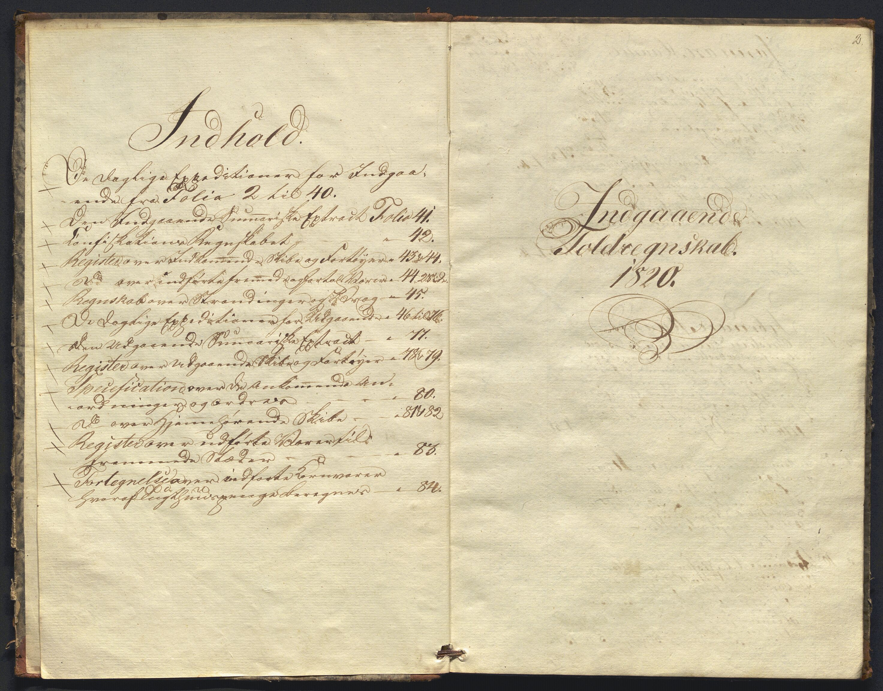 Revisjonsdepartementet, 2. revisjonskontor, AV/RA-S-1115/E/E010/L0060: Egersund: Tollbok, 1820, p. 1b-2a
