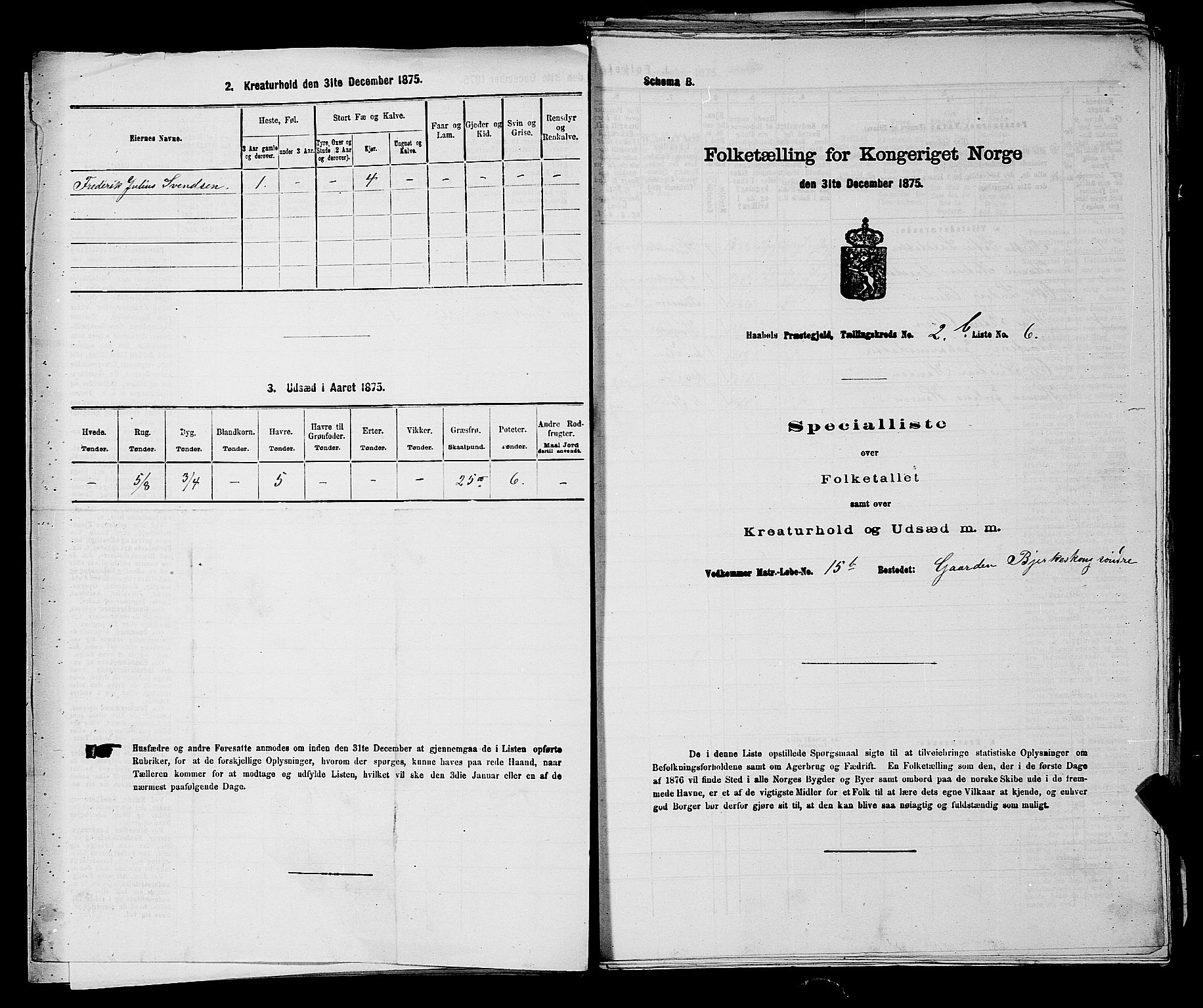 RA, 1875 census for 0138P Hobøl, 1875, p. 207