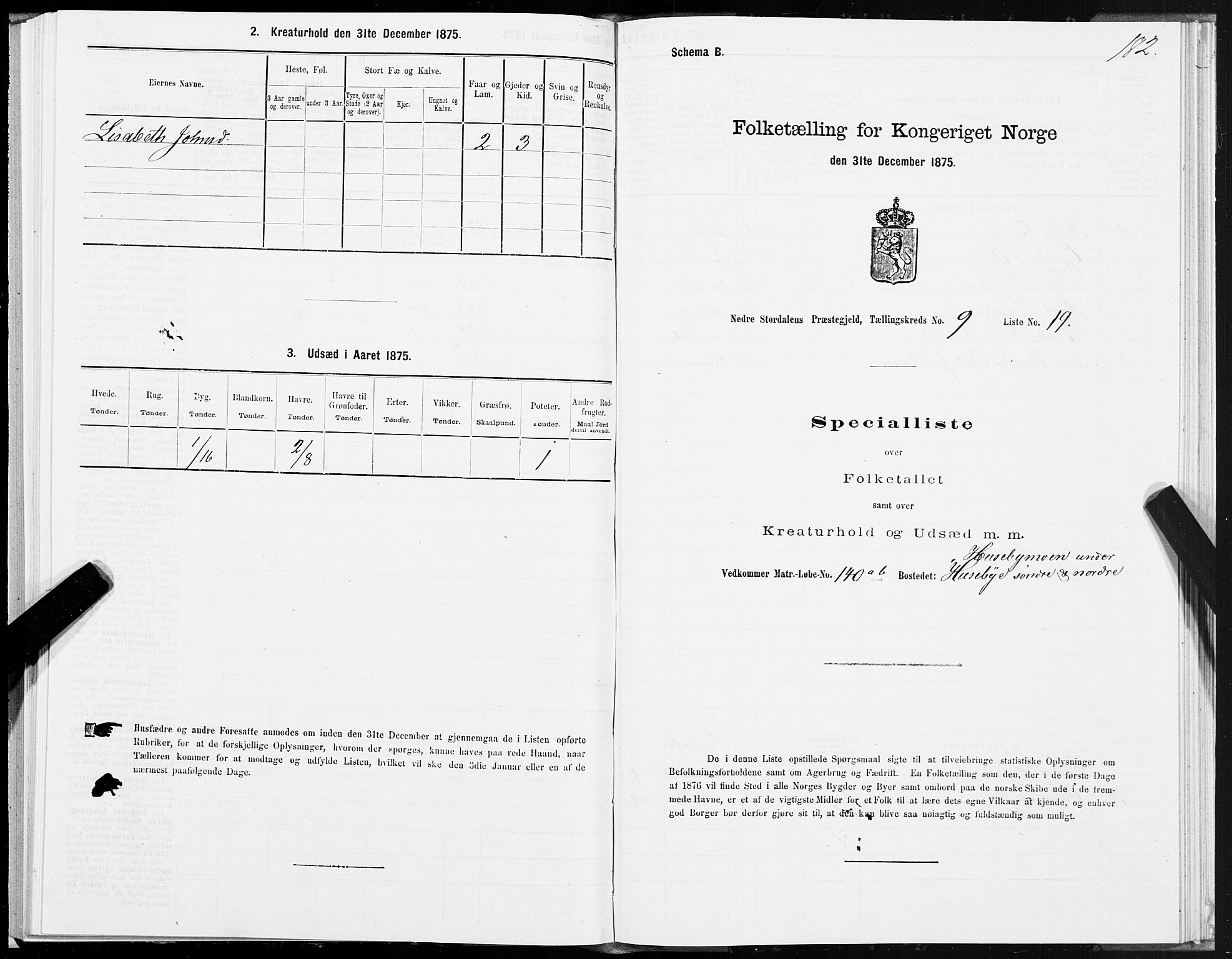 SAT, 1875 census for 1714P Nedre Stjørdal, 1875, p. 4182