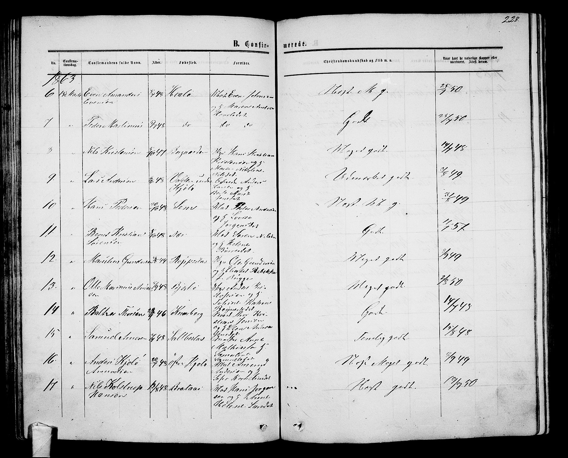 Nøtterøy kirkebøker, AV/SAKO-A-354/G/Ga/L0002: Parish register (copy) no. I 2, 1860-1877, p. 228