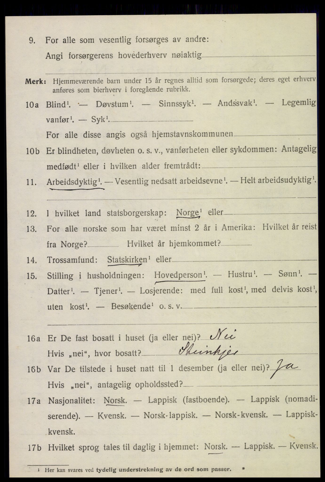 SAT, 1920 census for Egge, 1920, p. 2383