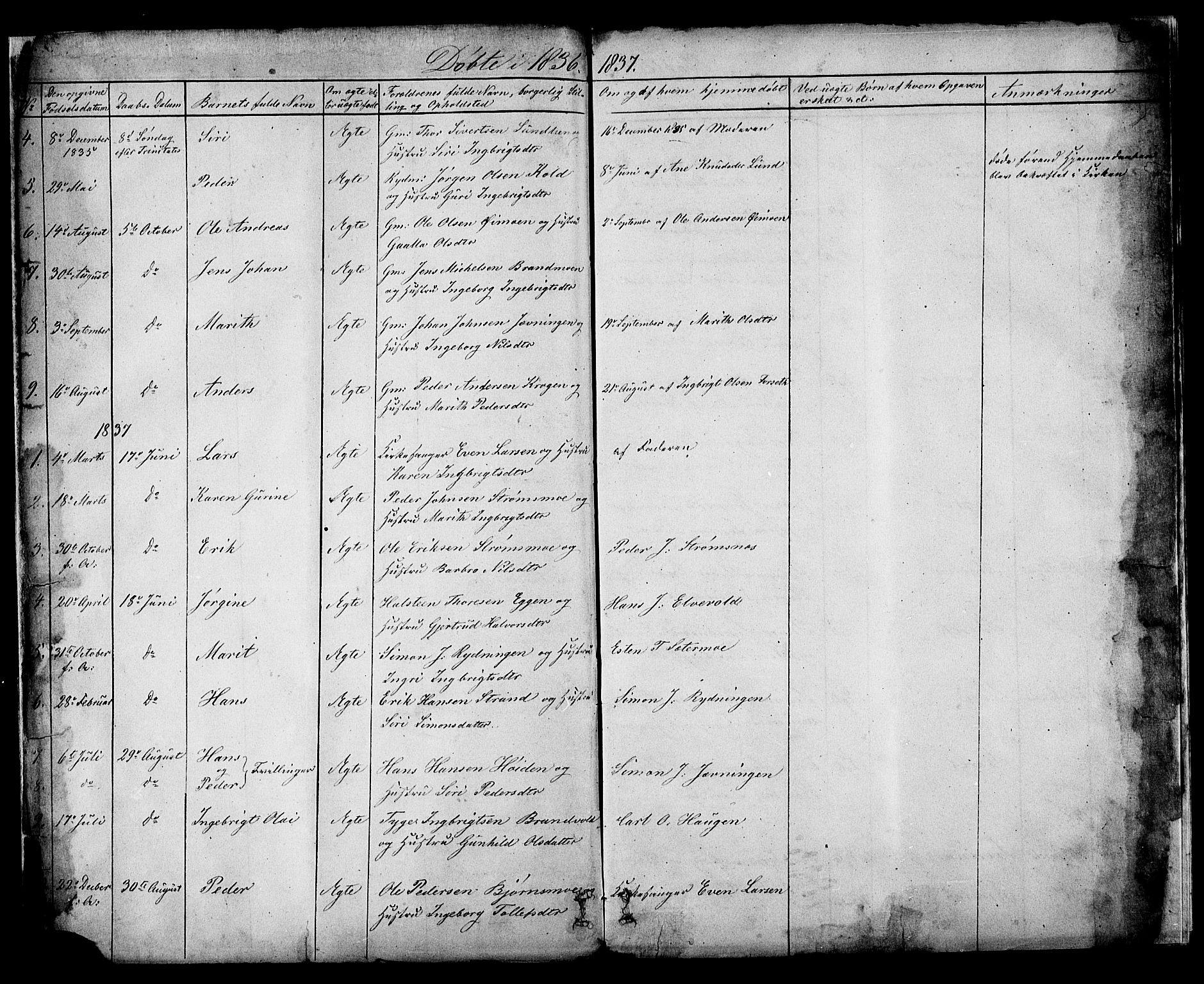 Målselv sokneprestembete, SATØ/S-1311/G/Ga/Gaa/L0002kirke: Parish register (official) no. 2, 1832-1850, p. 8-9