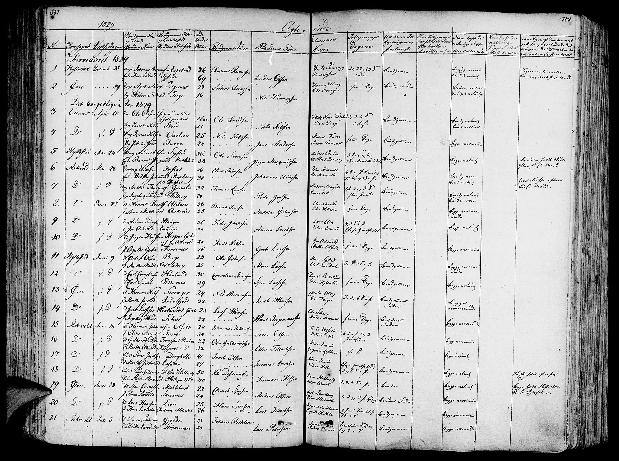 Askvoll sokneprestembete, SAB/A-79501/H/Haa/Haaa/L0010: Parish register (official) no. A 10, 1821-1844, p. 352-353