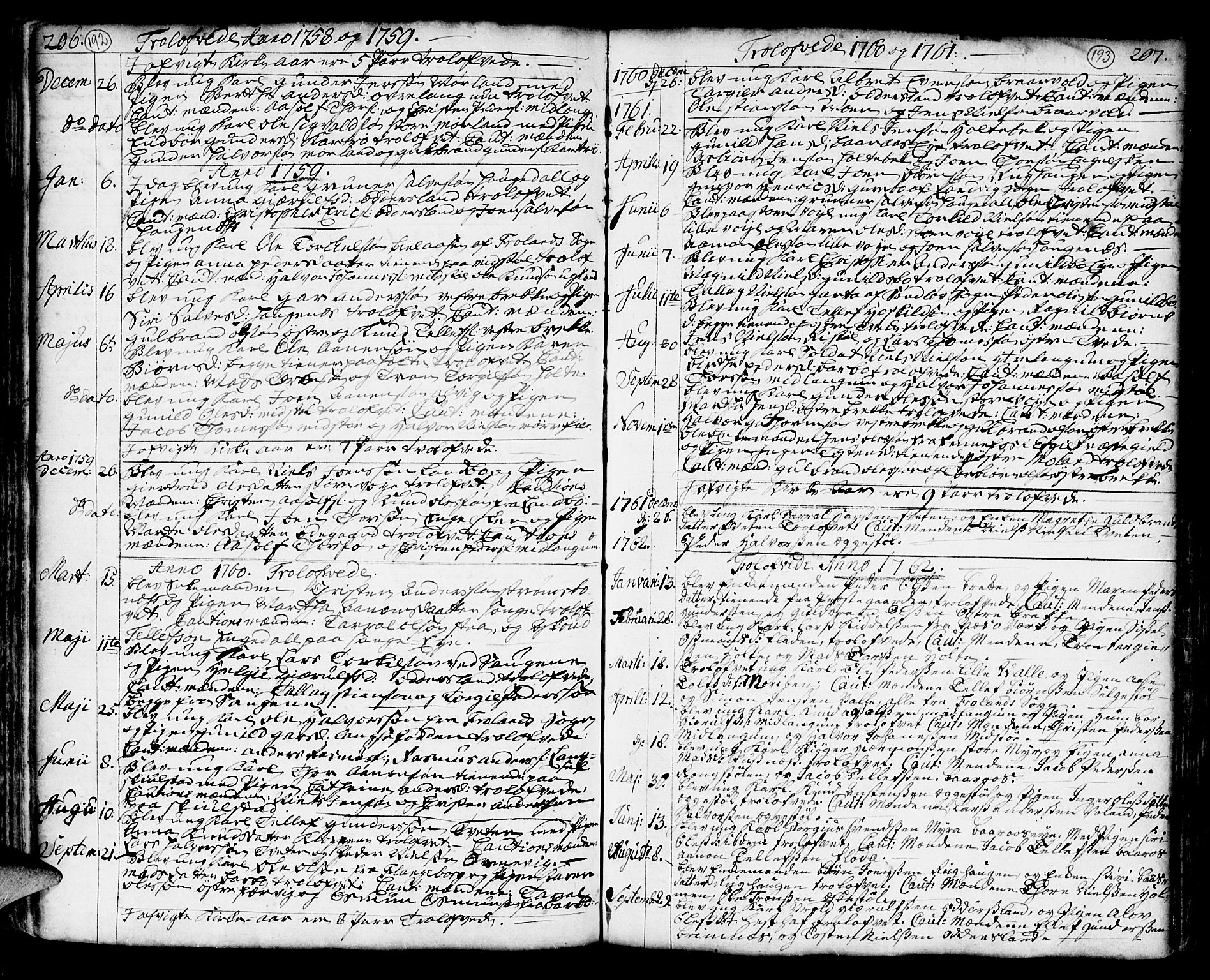 Austre Moland sokneprestkontor, SAK/1111-0001/F/Fa/Faa/L0002: Parish register (official) no. A 2, 1747-1808, p. 192-193