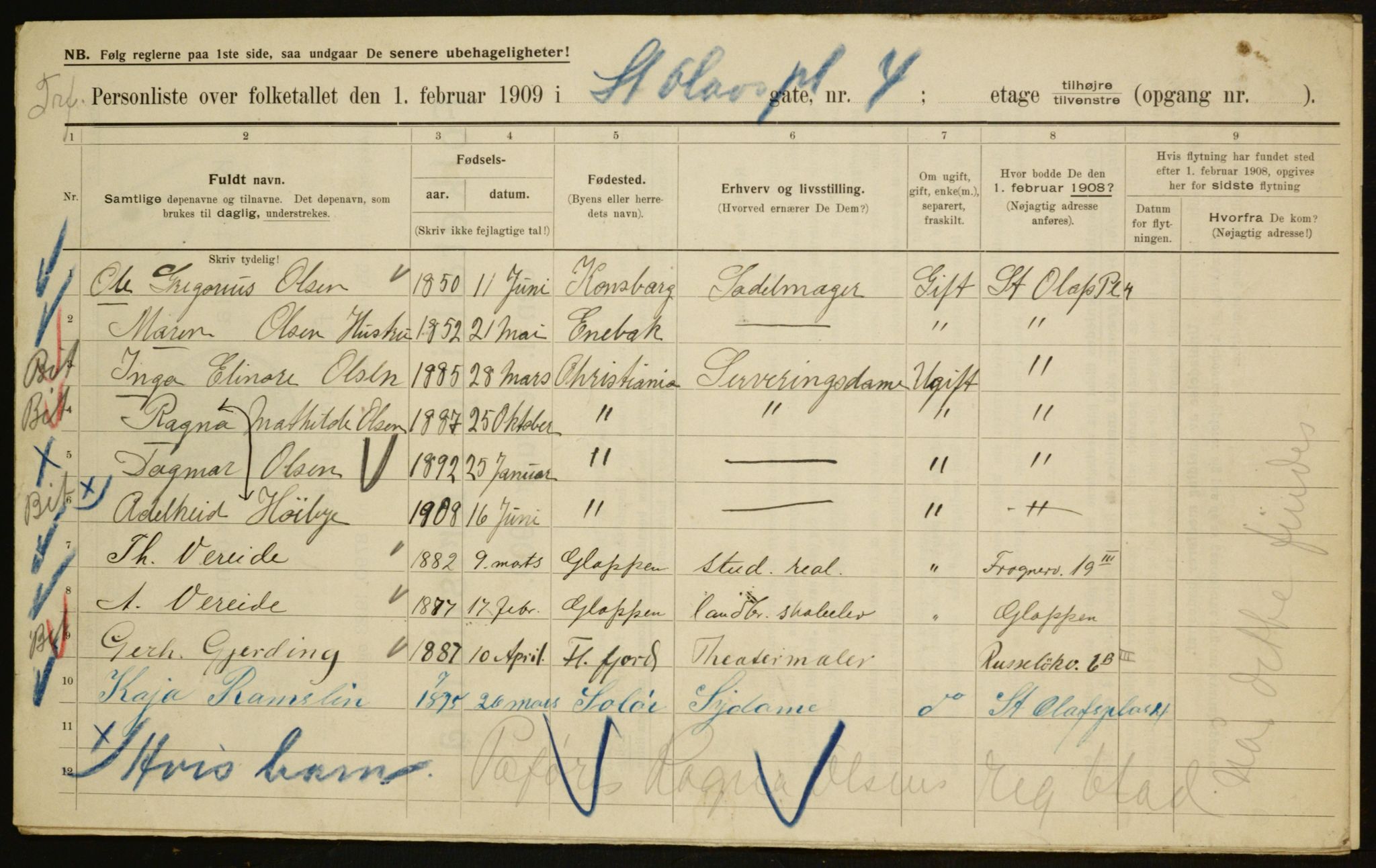 OBA, Municipal Census 1909 for Kristiania, 1909, p. 80363