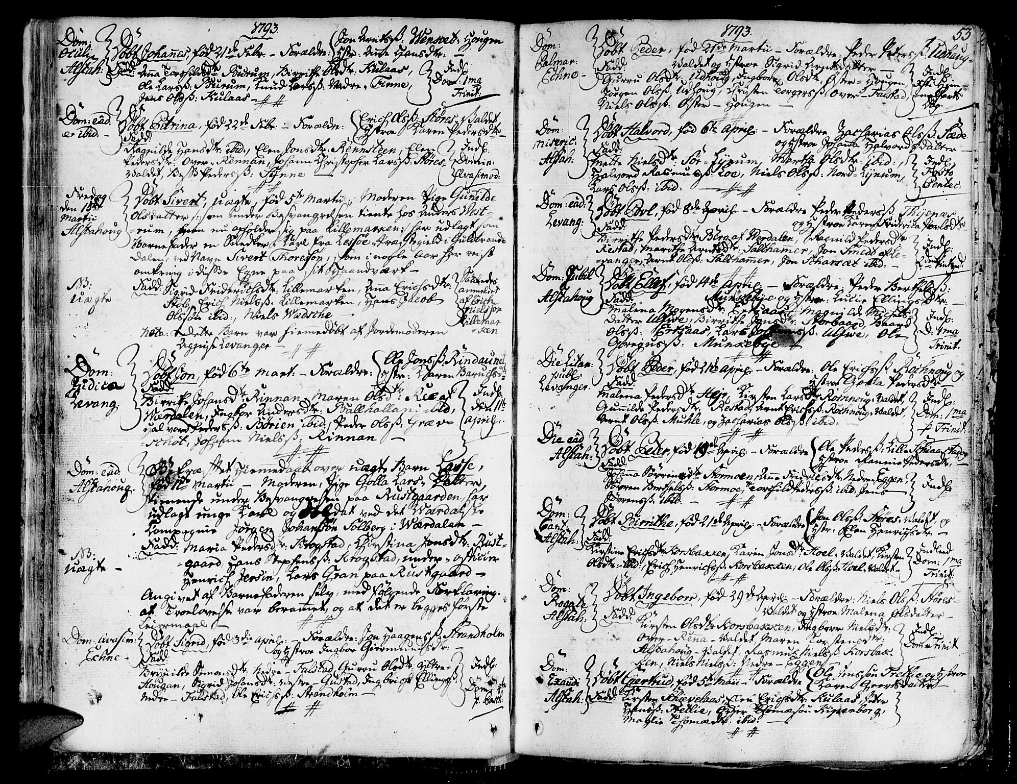 Ministerialprotokoller, klokkerbøker og fødselsregistre - Nord-Trøndelag, SAT/A-1458/717/L0142: Parish register (official) no. 717A02 /1, 1783-1809, p. 53